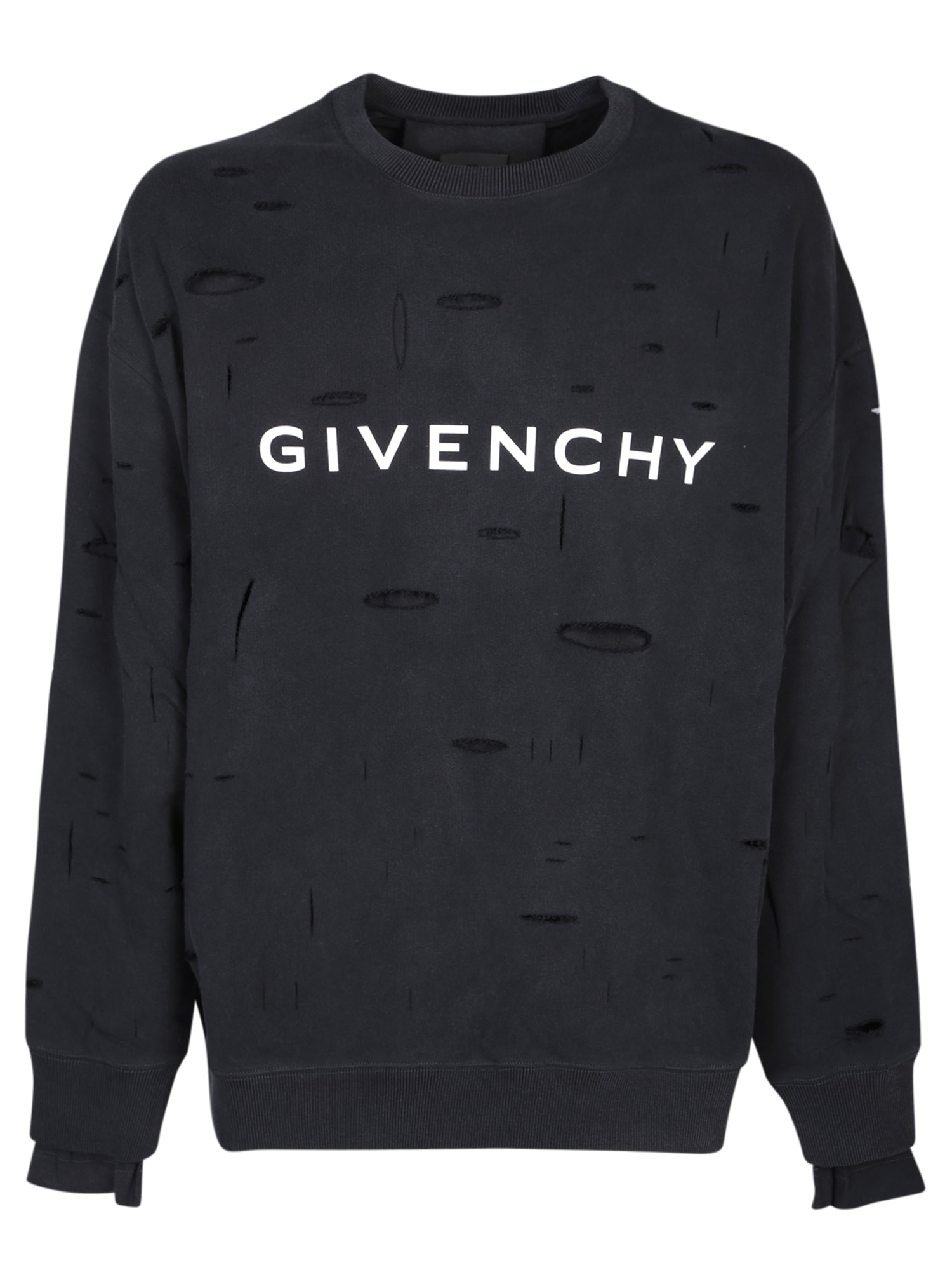 Shop Givenchy Destroyed Logo Black Sweatshirt