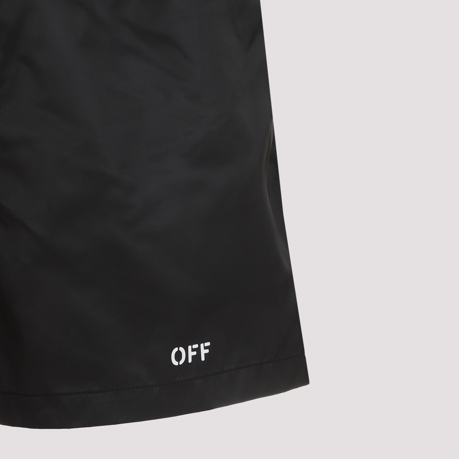 Shop Off-white Stamp Swim Shorts In Black White