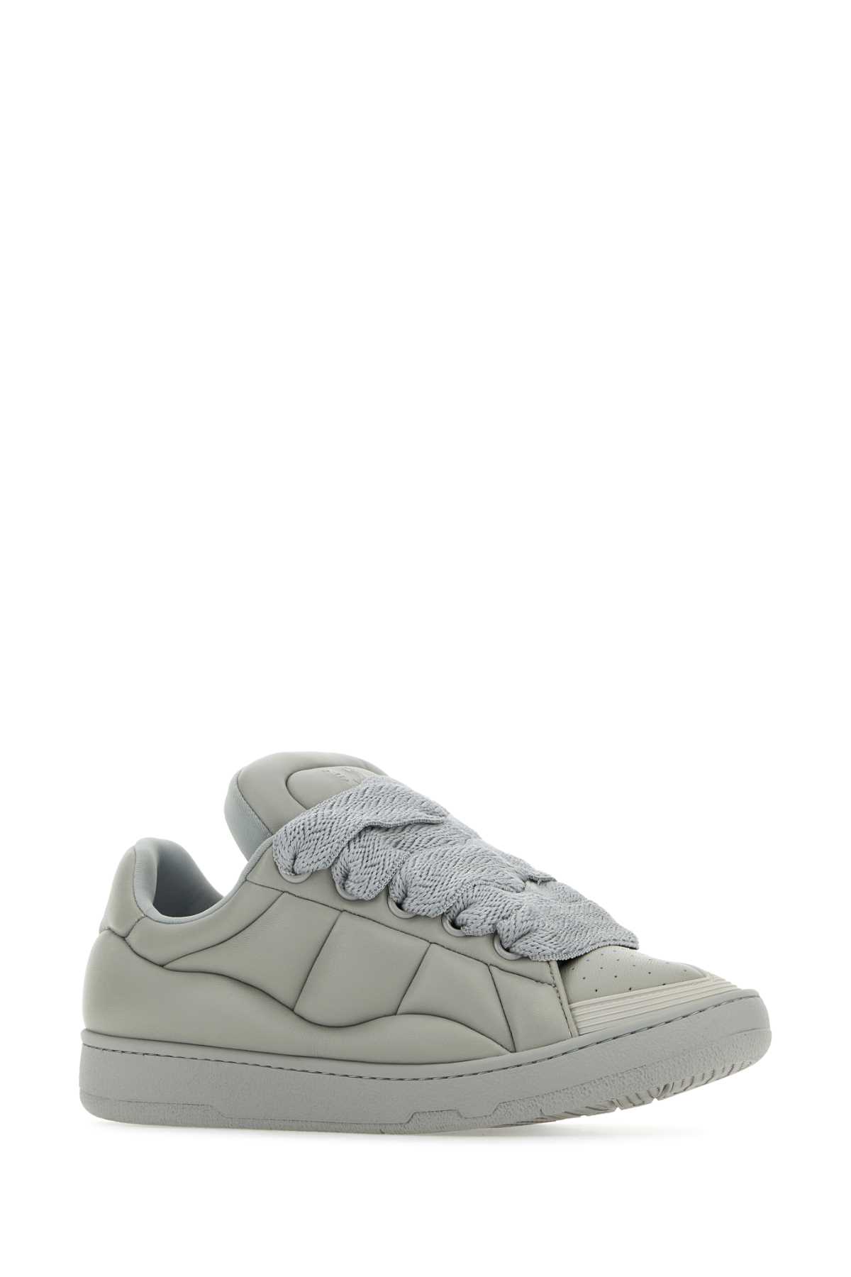 Shop Lanvin Grey Leather Curb Xl Sneakers In Platreplatre