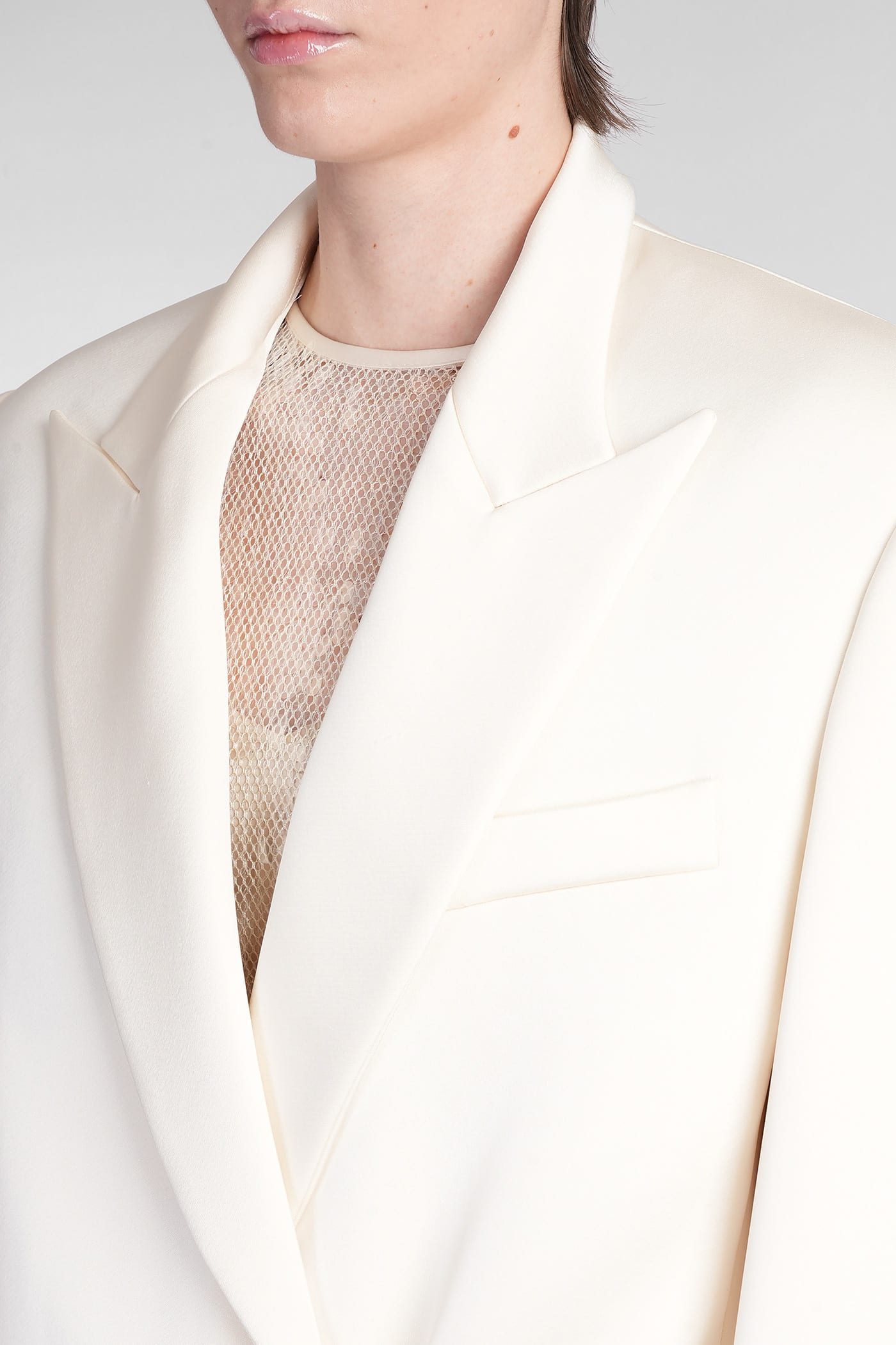 Shop David Koma Blazer In Beige Triacetate