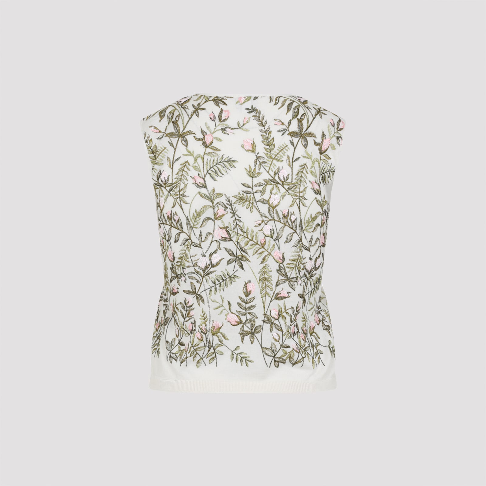 Giambattista Valli Floral-embroidered Cashmere And Silk Top In Multi