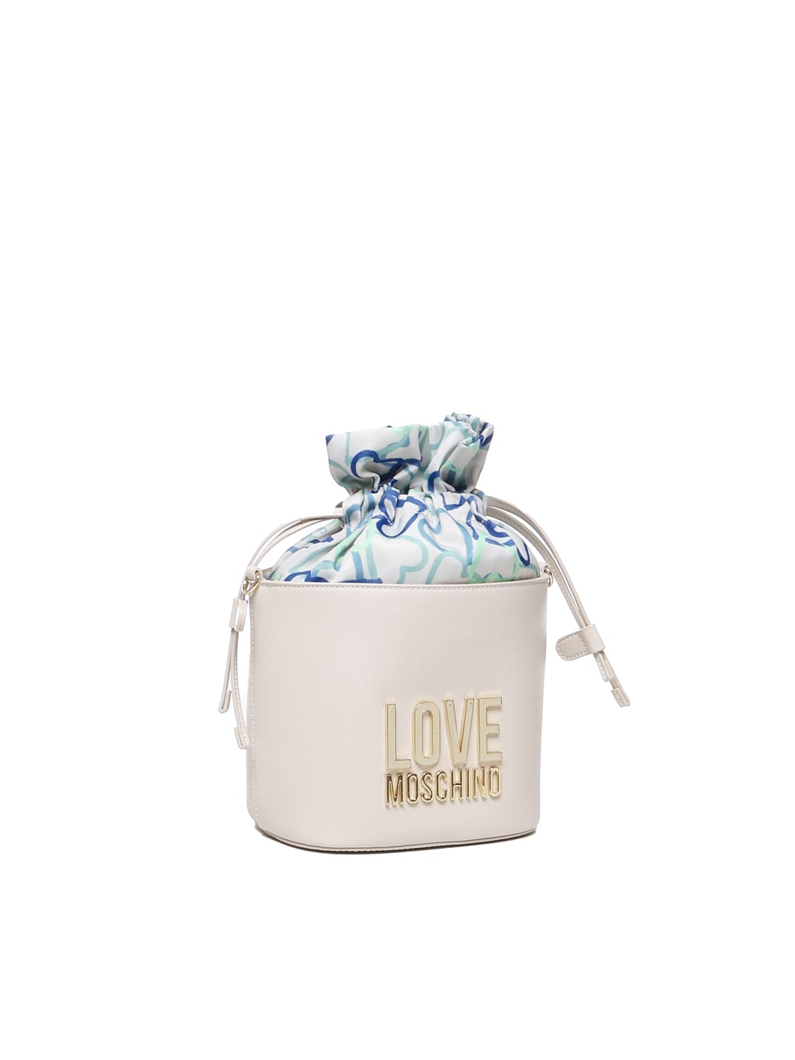 Shop Love Moschino Logo Bucket Bag In White