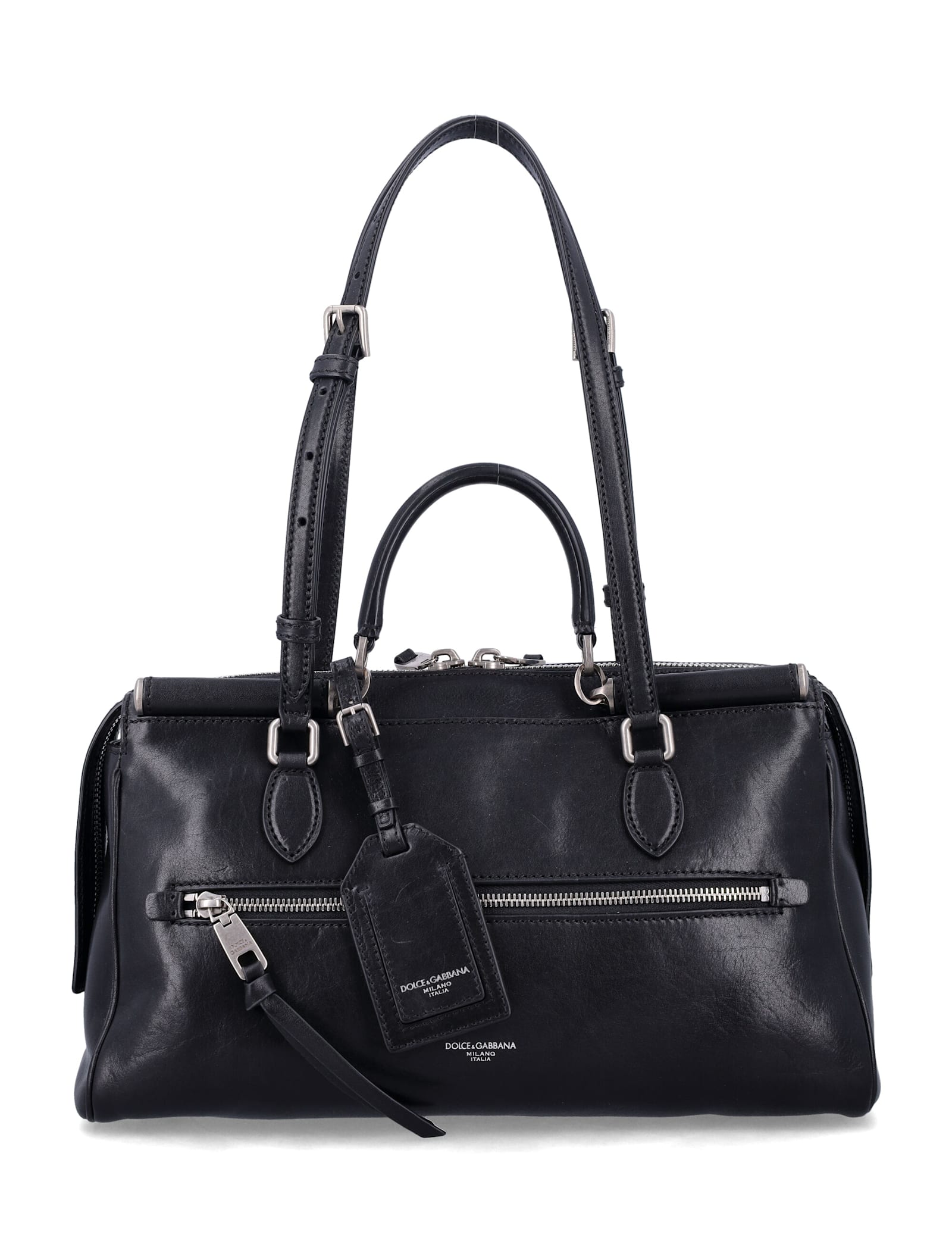 Dolce & Gabbana Vittoria Black Calfskin Bag In Black