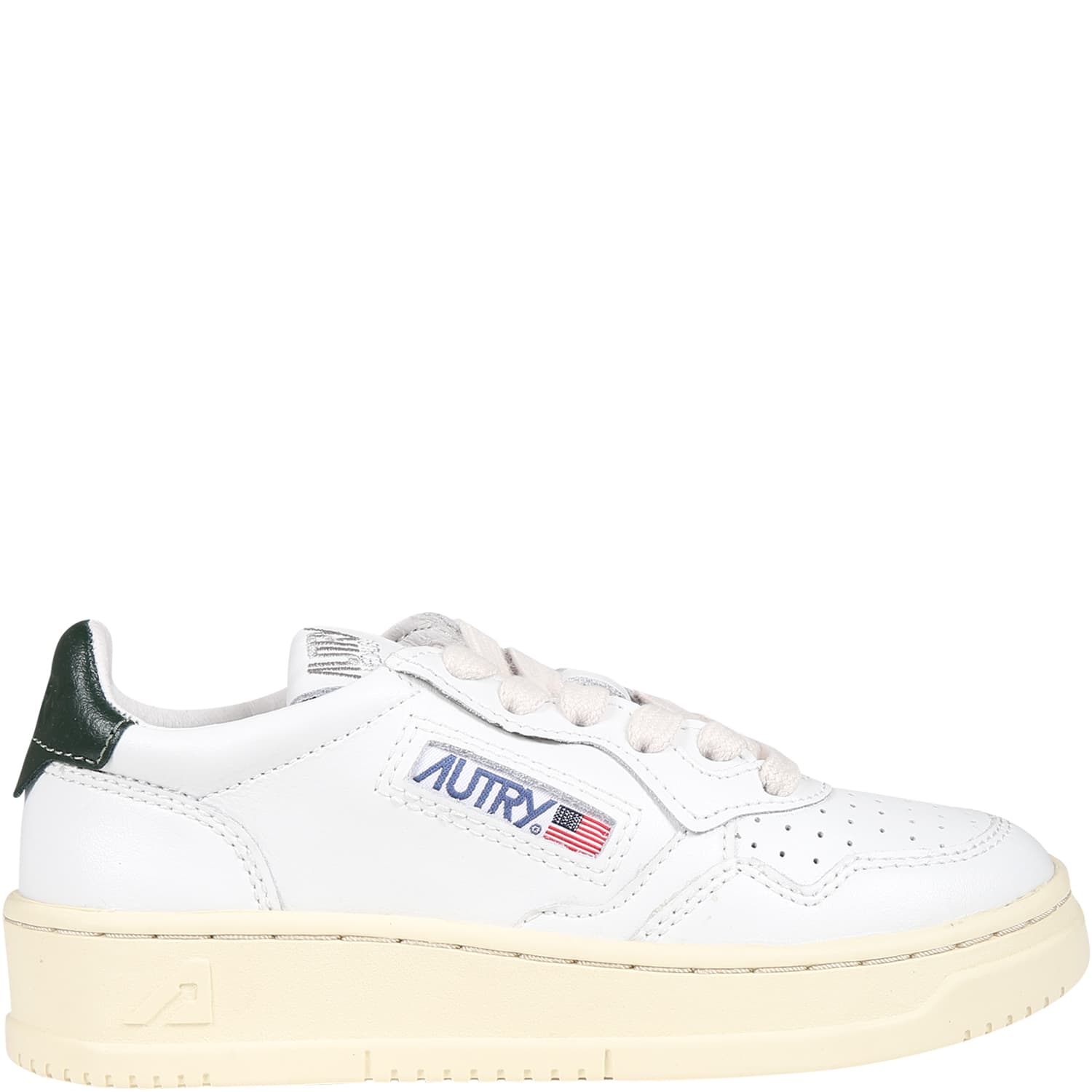 Autry White Sneakers For Kids With Black Logo