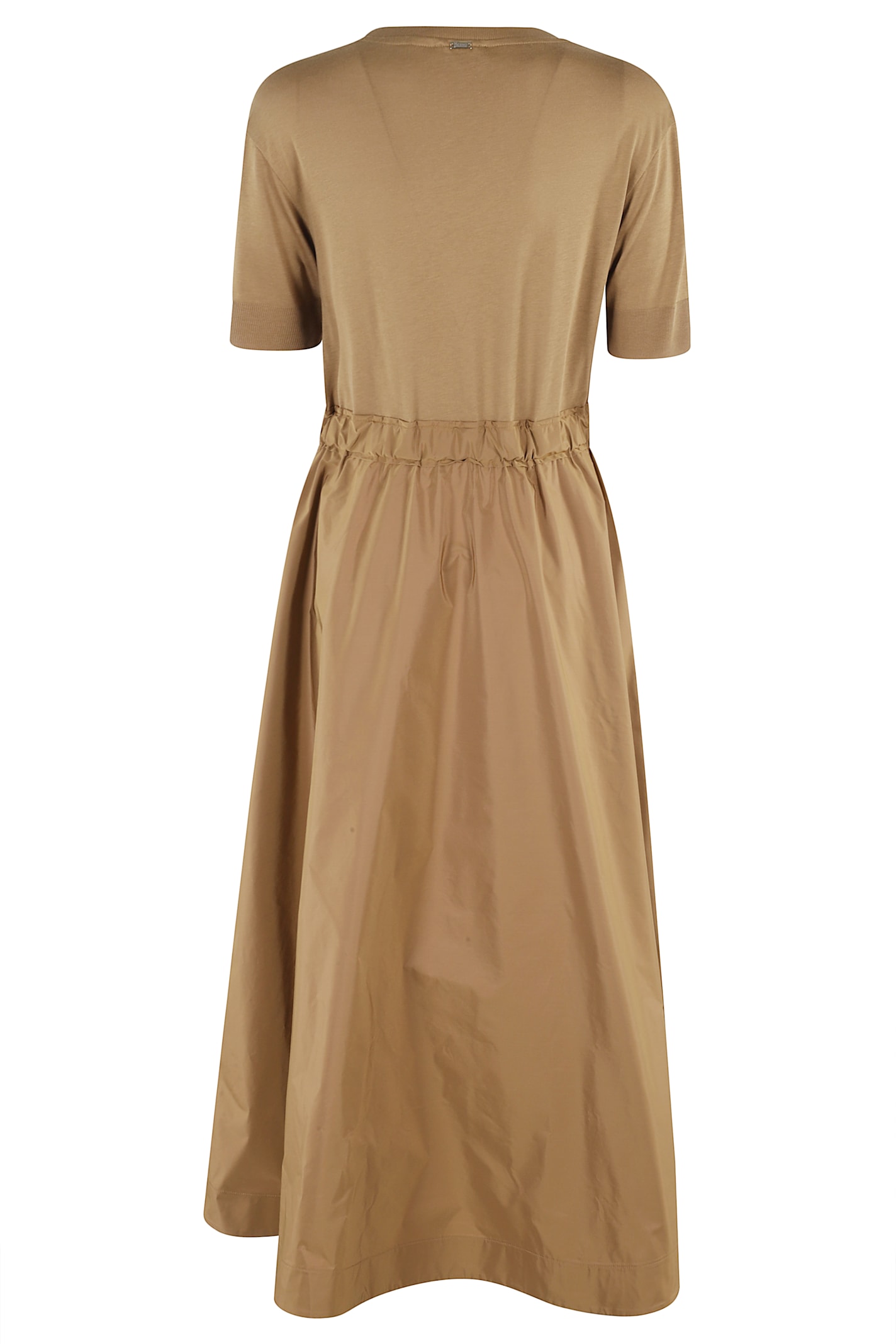 Herno Relaxed Fit Maxi Dress With Adjustable Waist In Cammello