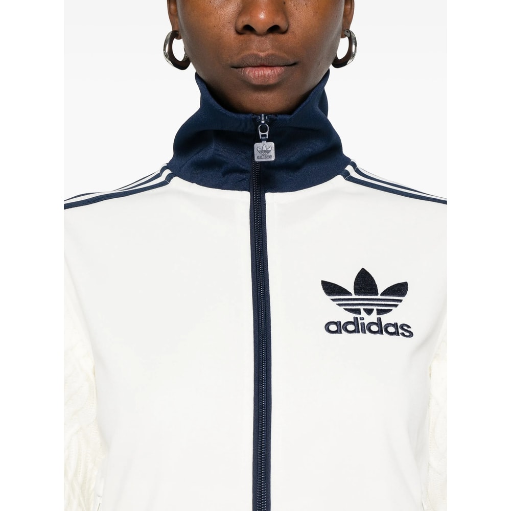 Adidas Originals Three-stripe Zip Sweatshirt In White