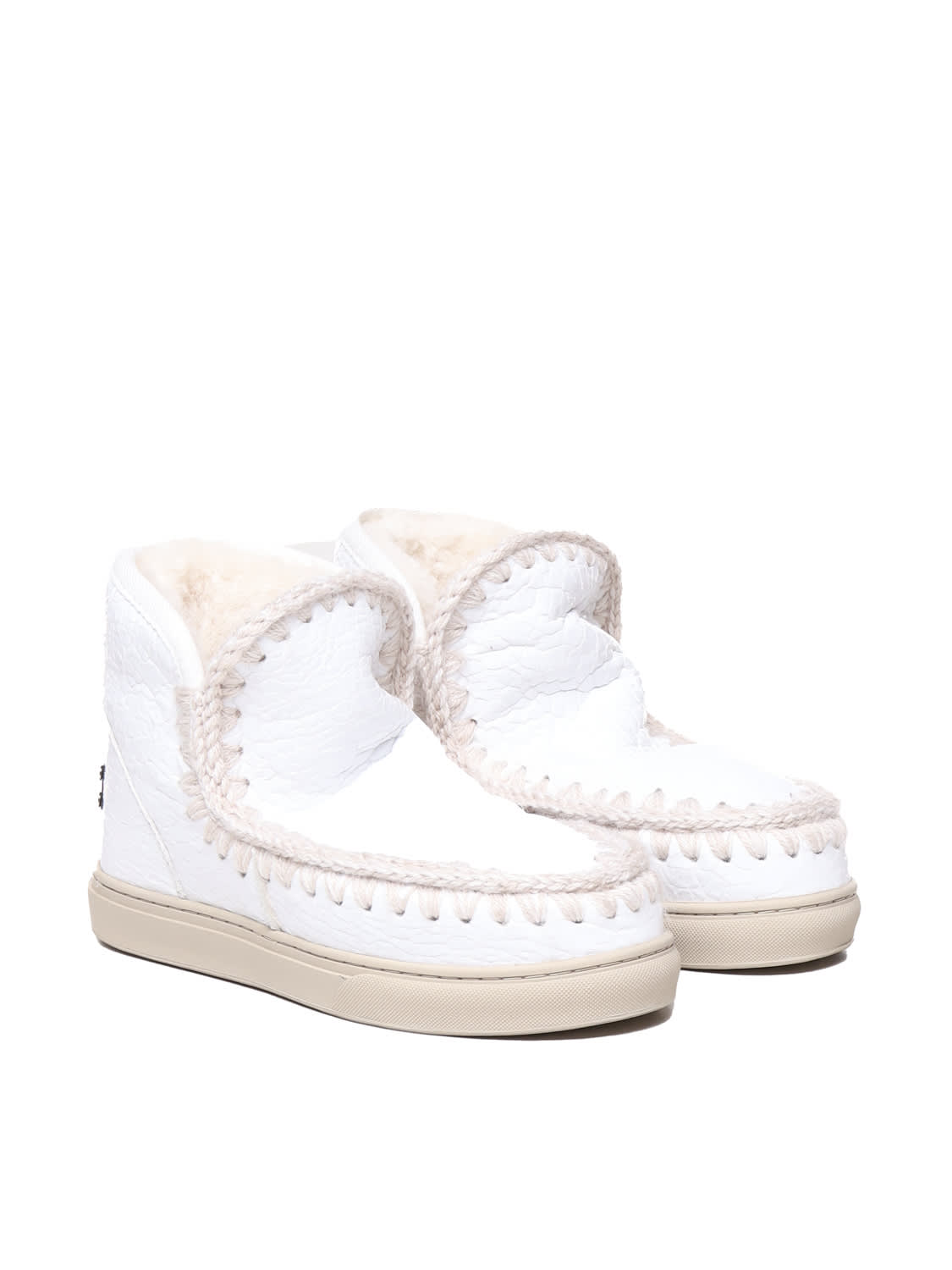 Shop Mou Eskimo Sneakers In Sheepskin In White