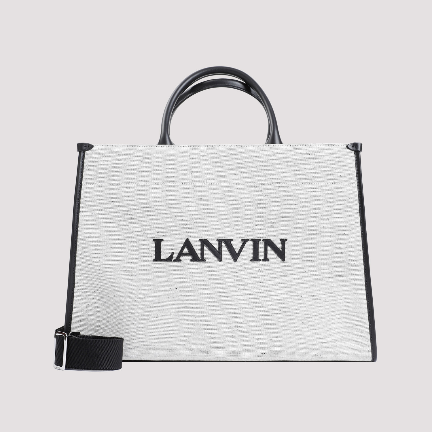 Shop Lanvin Cotton Tote Bag In Beige Black