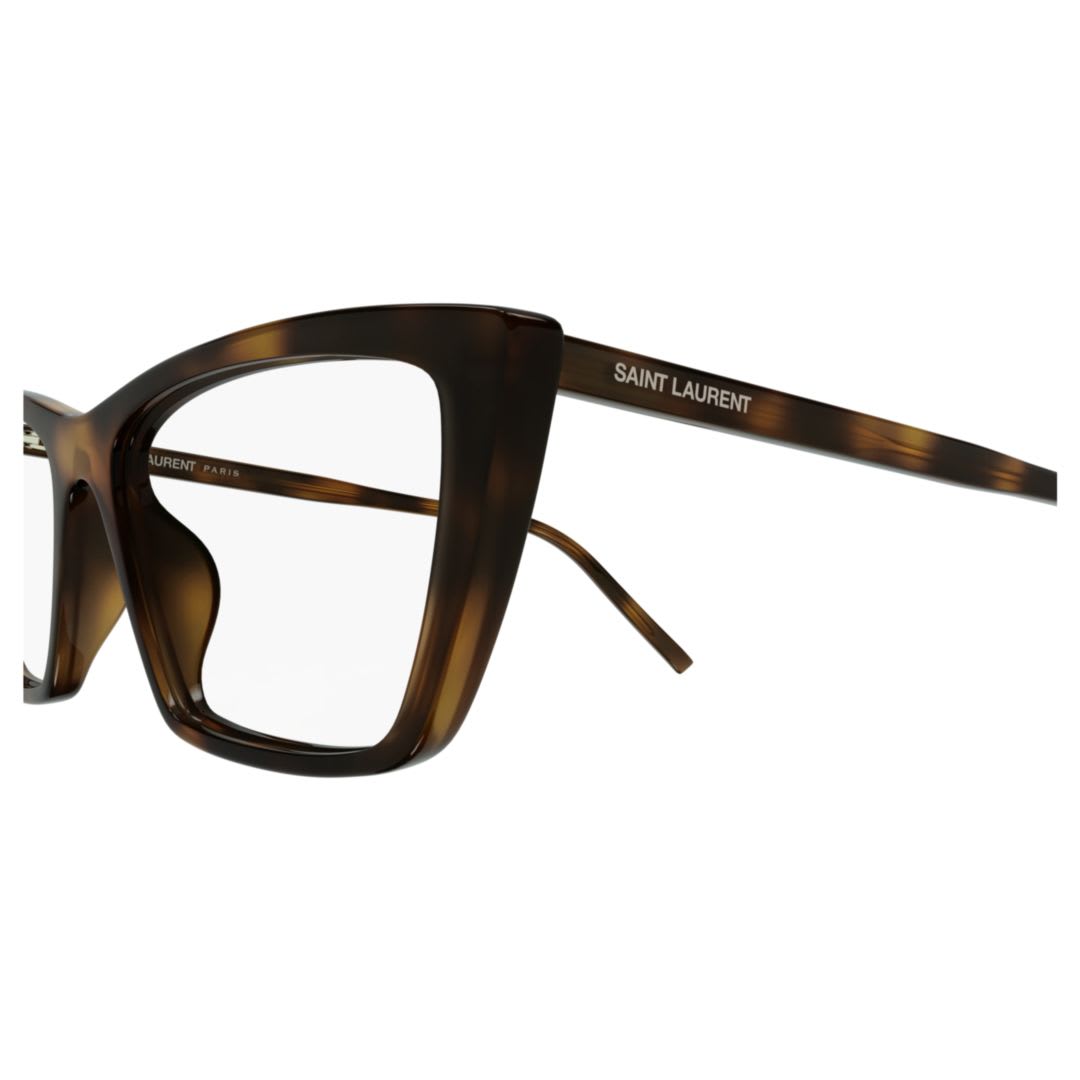 Shop Saint Laurent Sl 737ica Thin Opt-003 Havana-havana-transparent