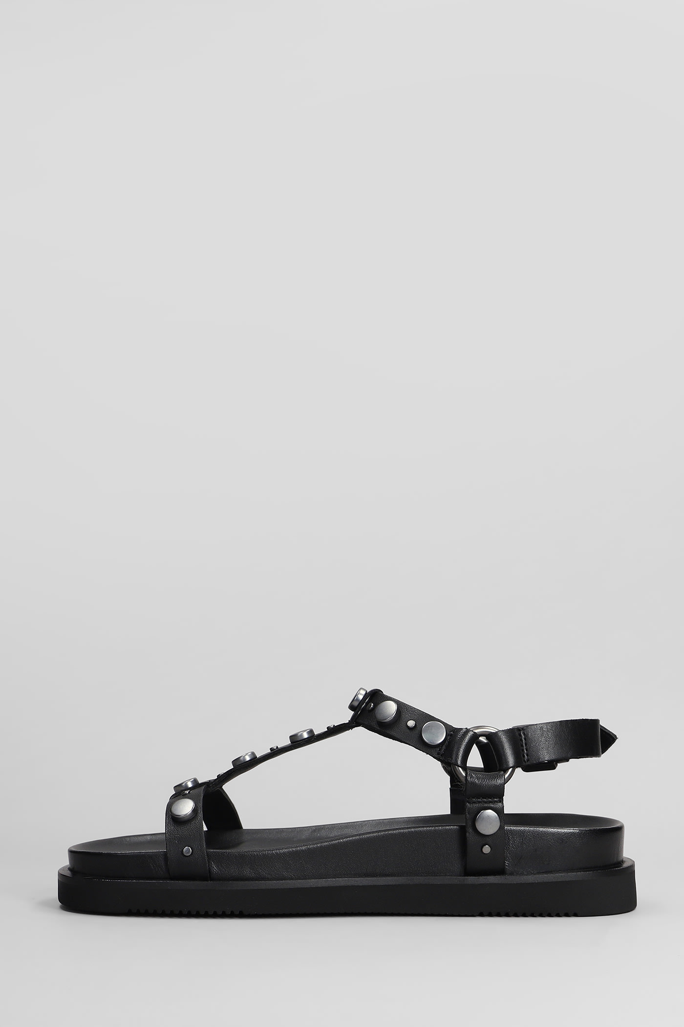 Ash Studded Open Toe Lace-up Rubber Sole In Black