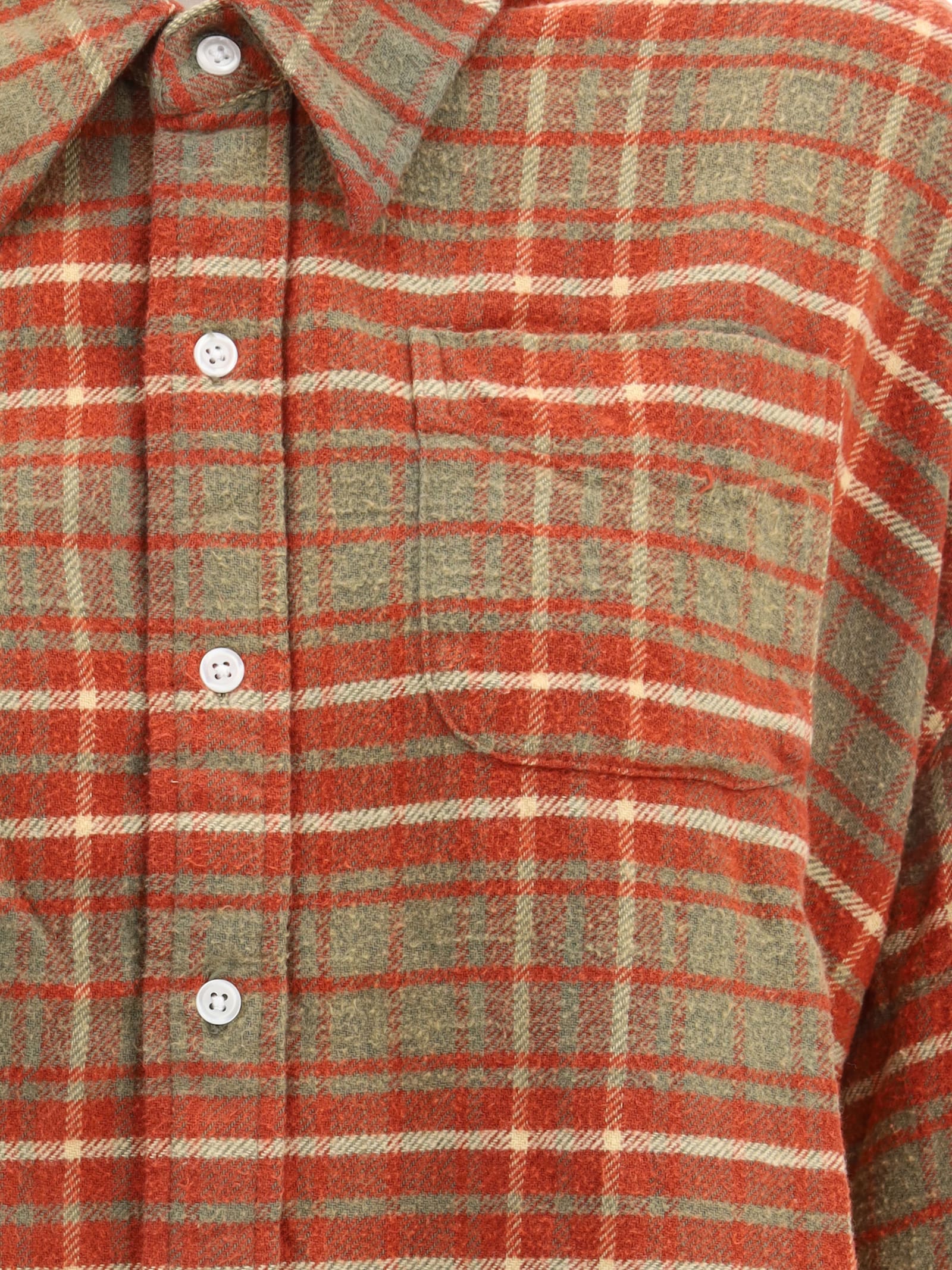 R13 Frayed Checked Cotton-flannel Shirt In Red