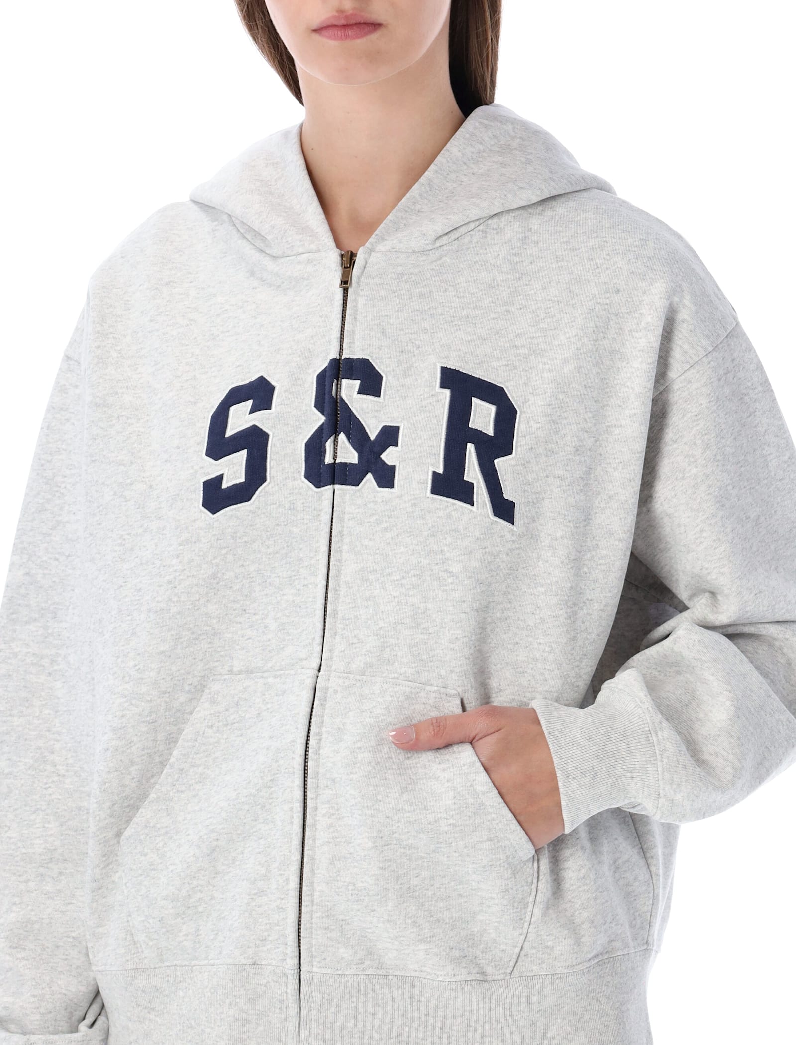 Sporty & Rich S&r Ivy Zip Hoodie In Gray