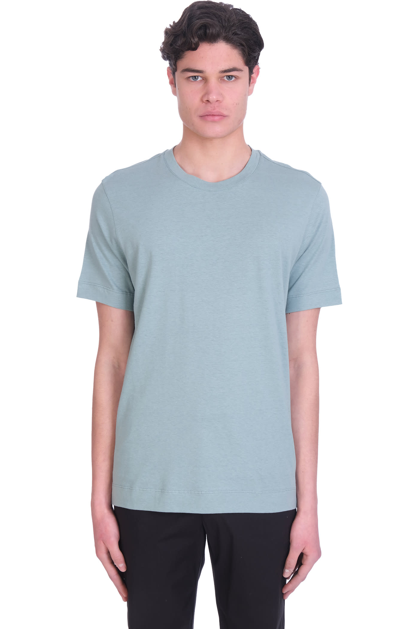 Z Zegna T-shirt In Green Cotton And Linen