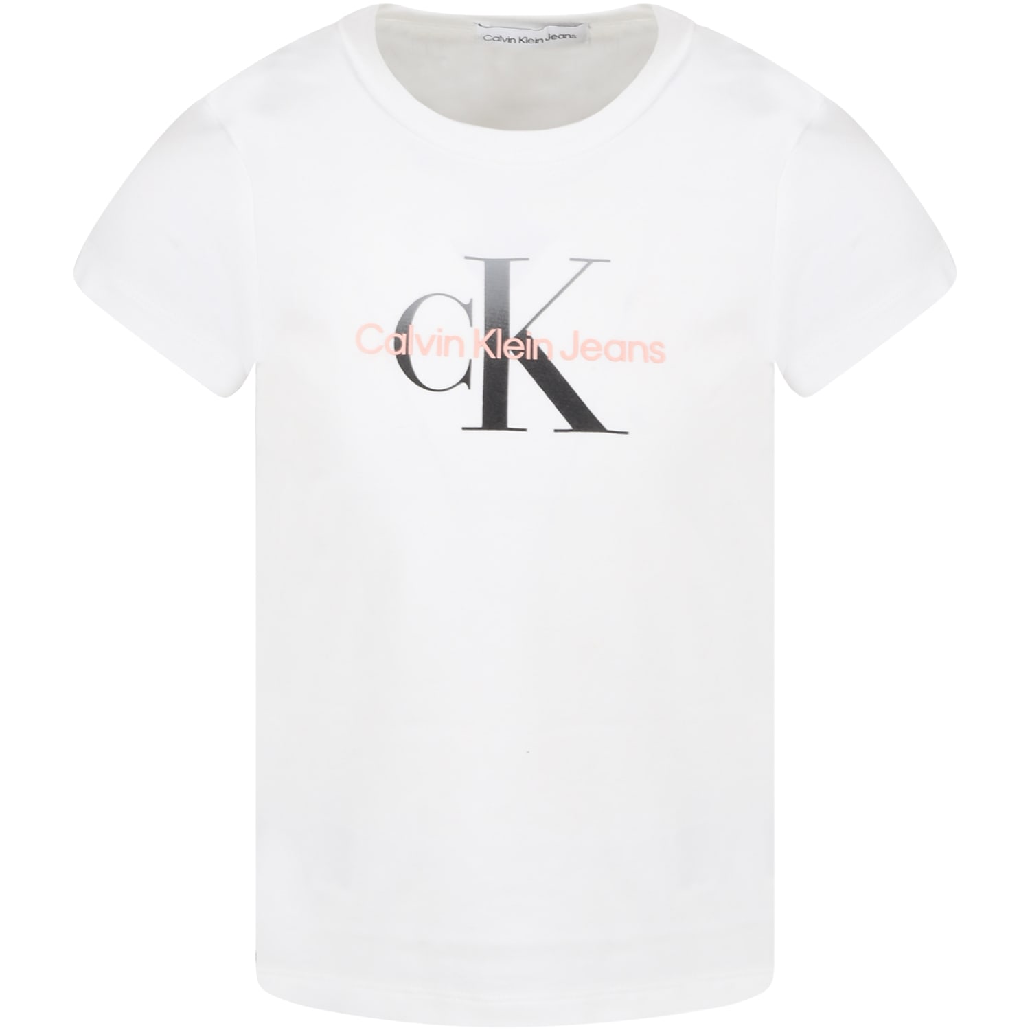 Calvin Klein White T-shirt For Girl With Logos