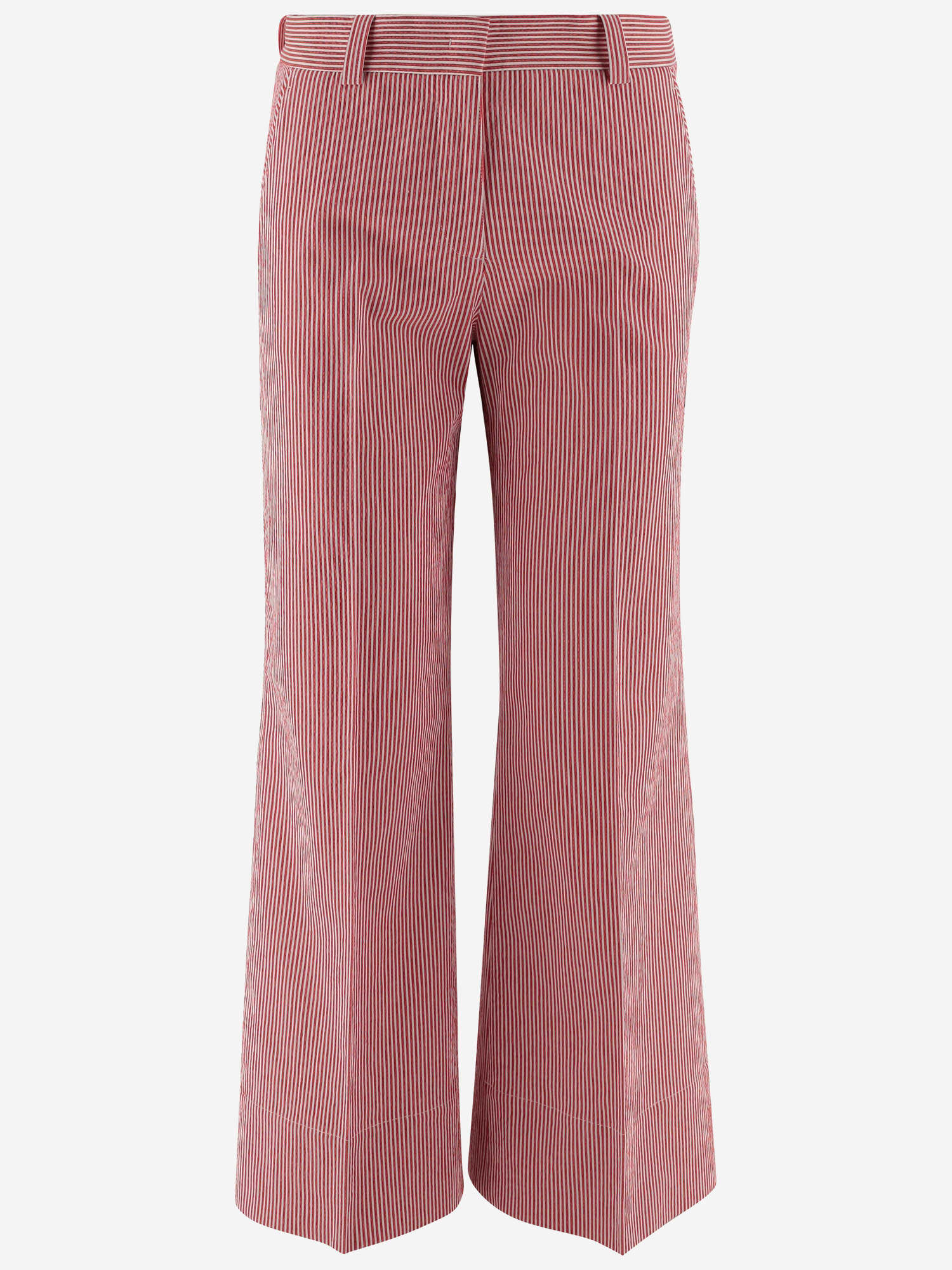 Cotton Blend Pants With Striped Pattern