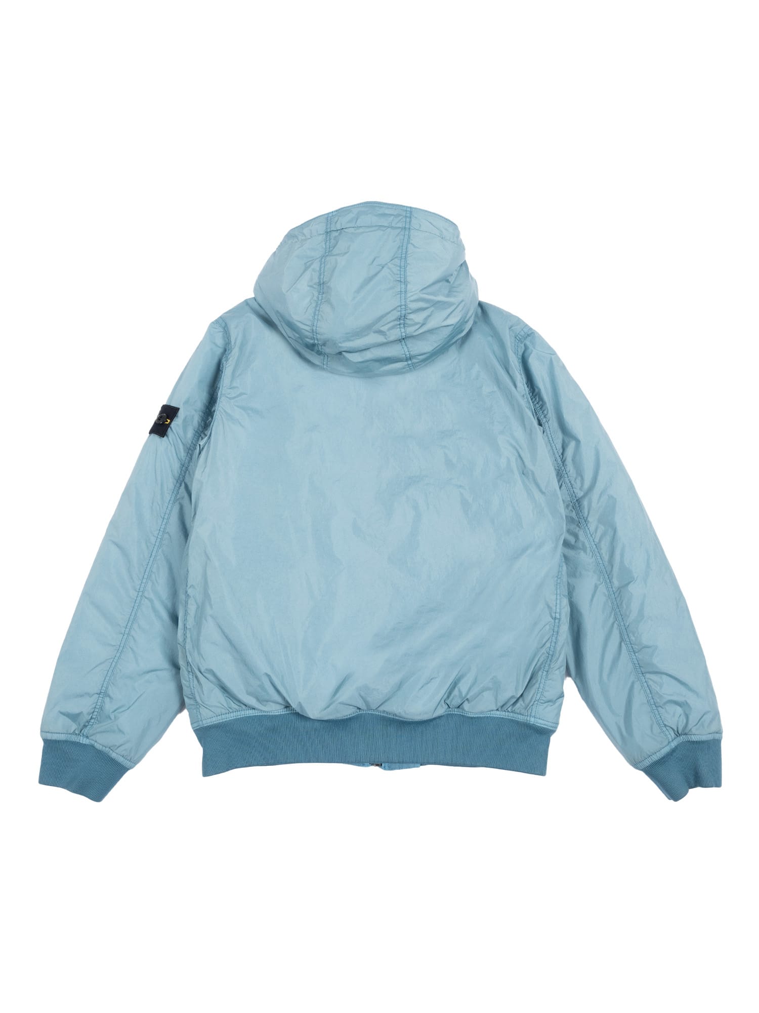 Stone Island Hooded Bomber Jacket In Blue