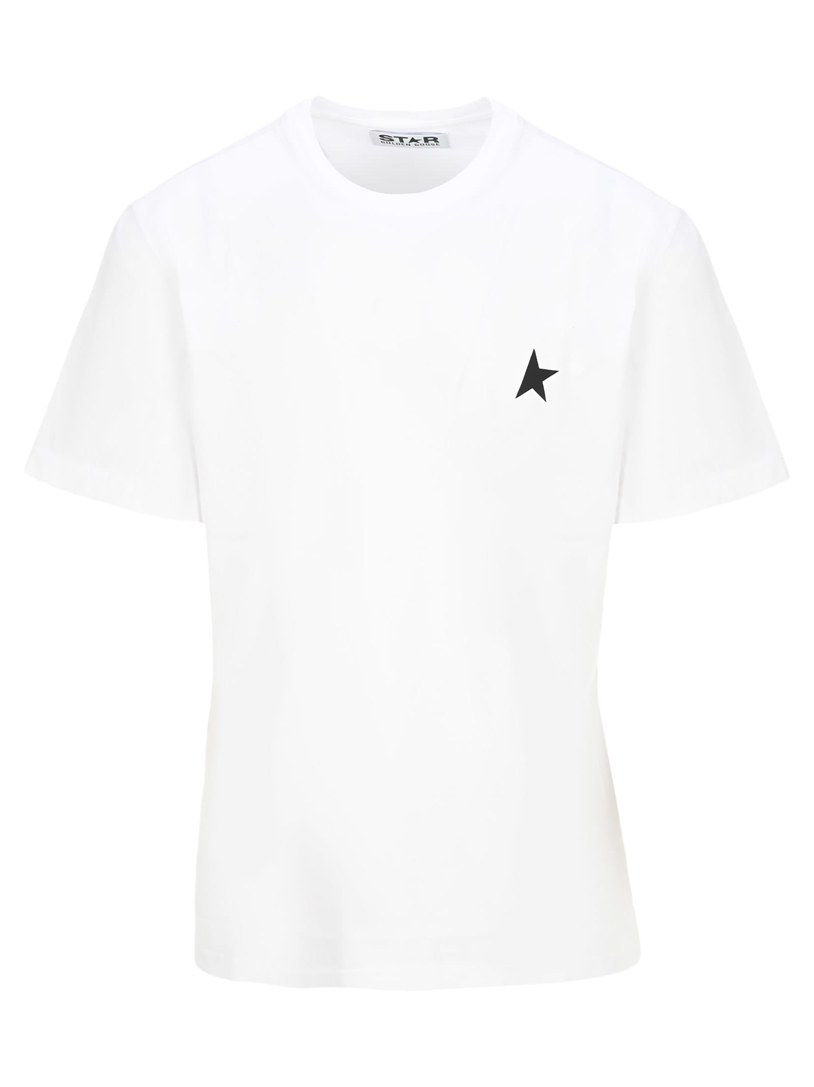 Golden Goose White Star Collection T-shirt With Black Star On The Front