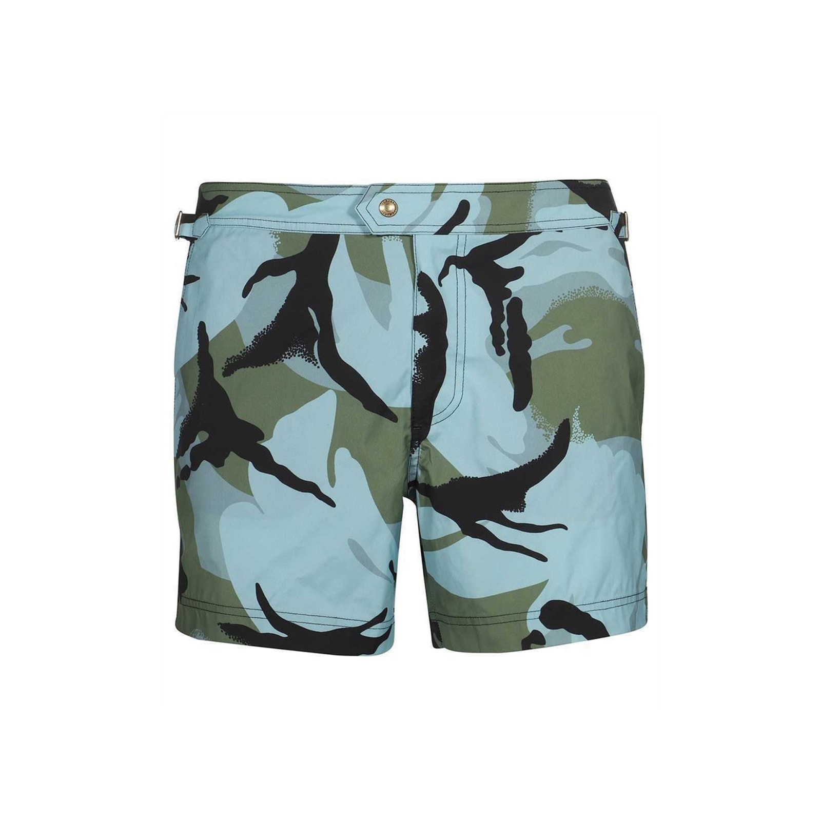 Shop Tom Ford Printed Swim Shorts In Blue