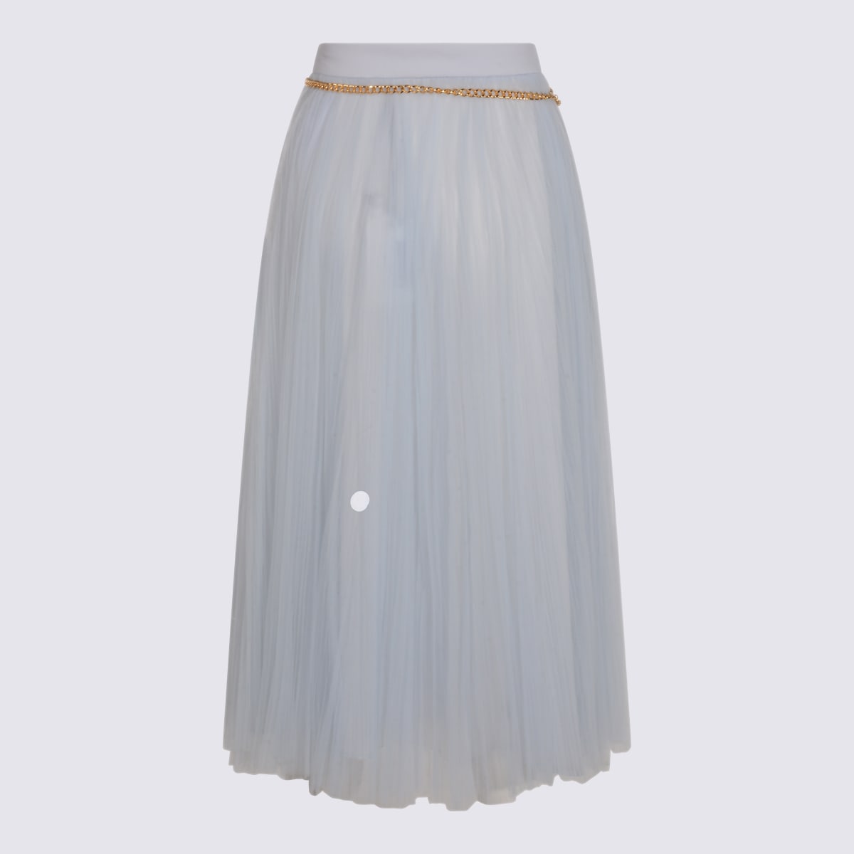 Elisabetta Franchi Midi Skirt With Gold Chain And Pleats In Silver