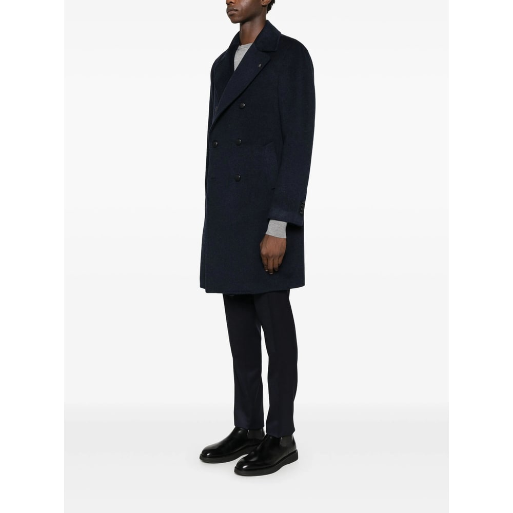 Tagliatore Double-breasted Coat In Blue