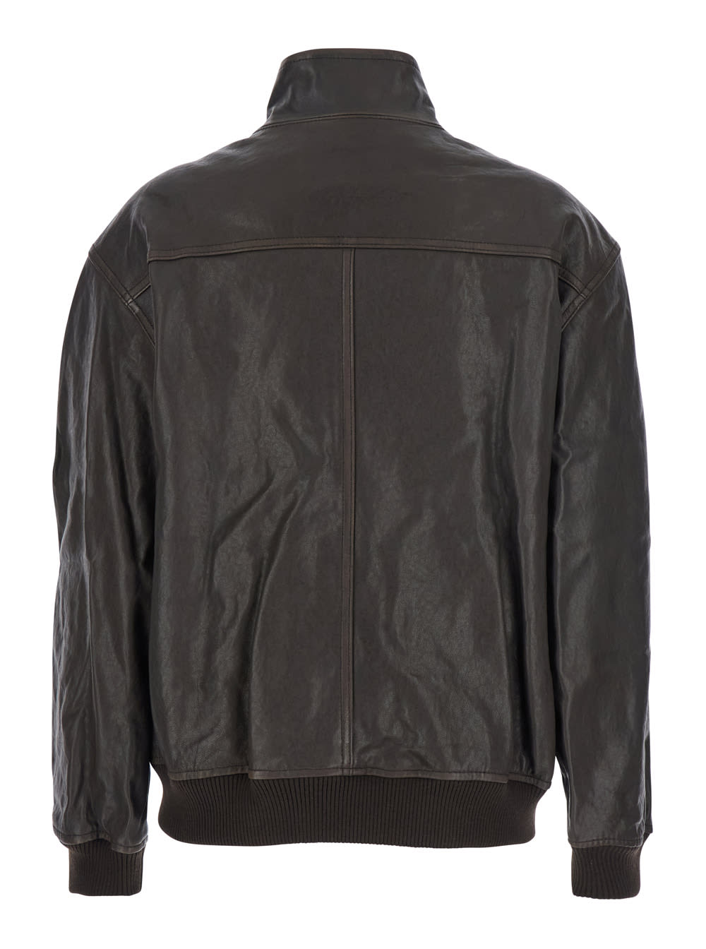Dunst Unisex Stand Collared Leather Blouson In Black