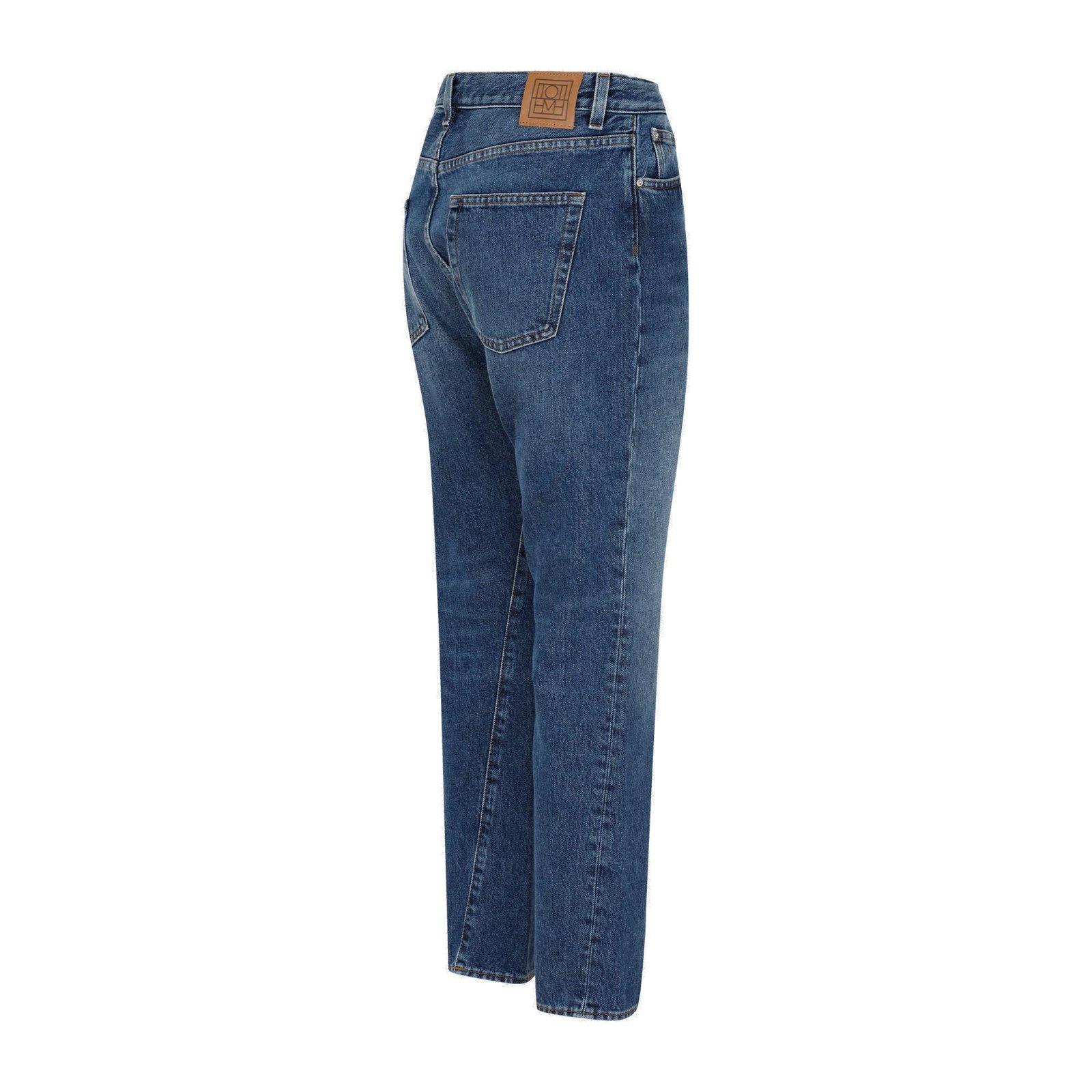 Totême Twisted Seam High-rise Straight-leg Organic-denim Jeans In Blue