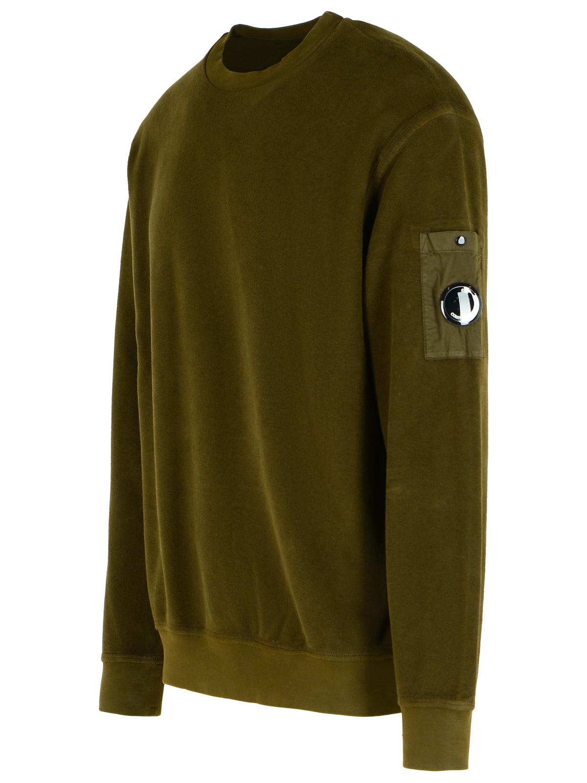 C.p. Company Military Cotton Sweater Featuring Arm Pocket In Green