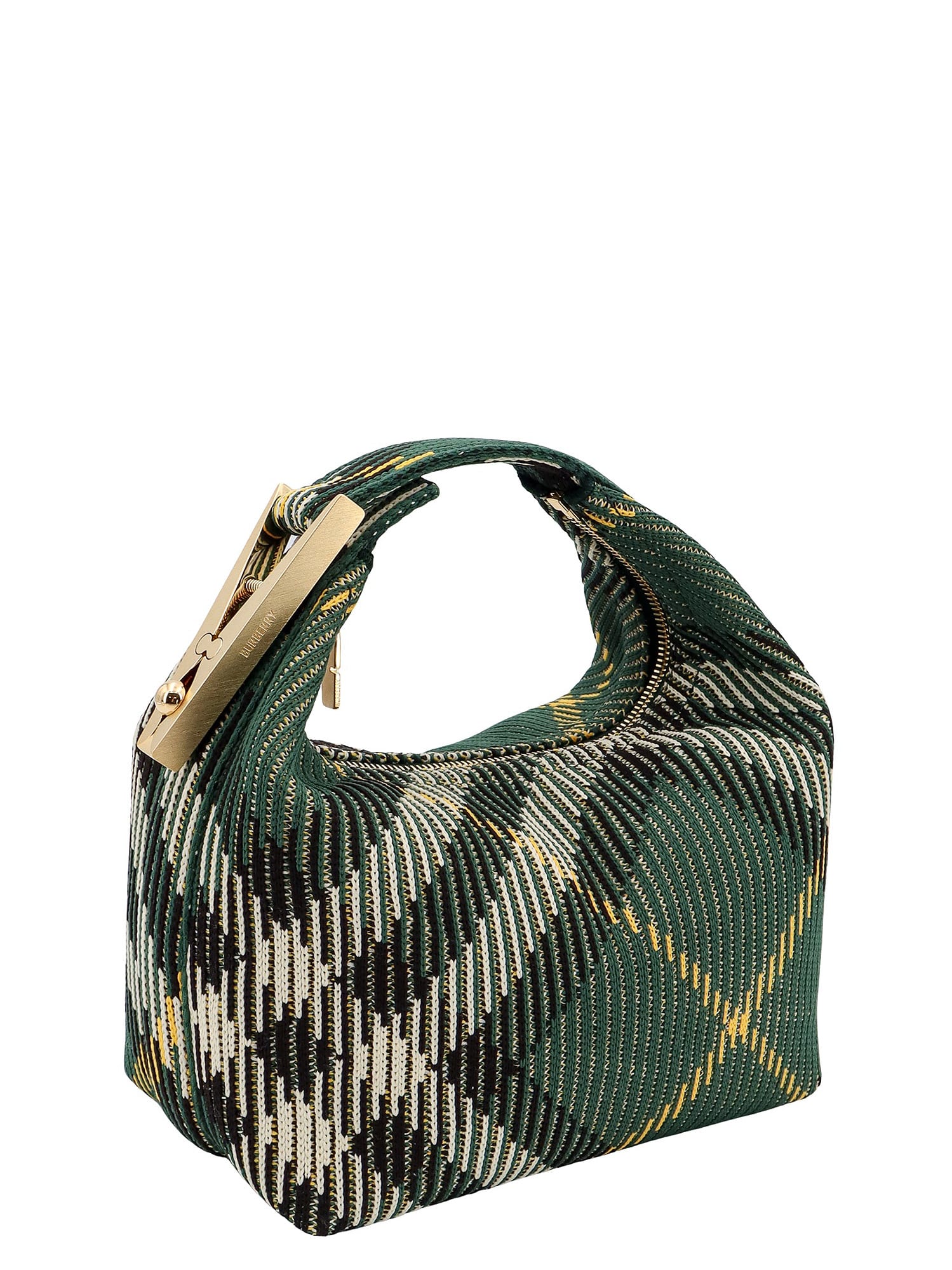 Shop Burberry Peg Handbag In Green/yellow