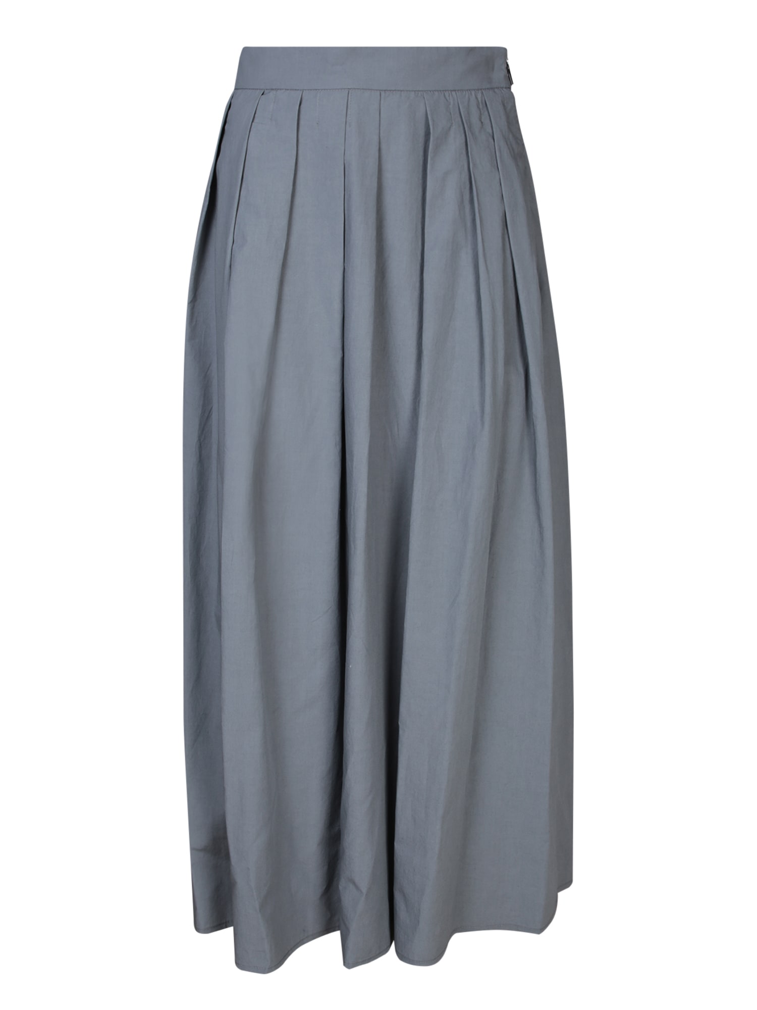Shop Moorer Ryanne Light Grey Cotton-linen Midi Skirt