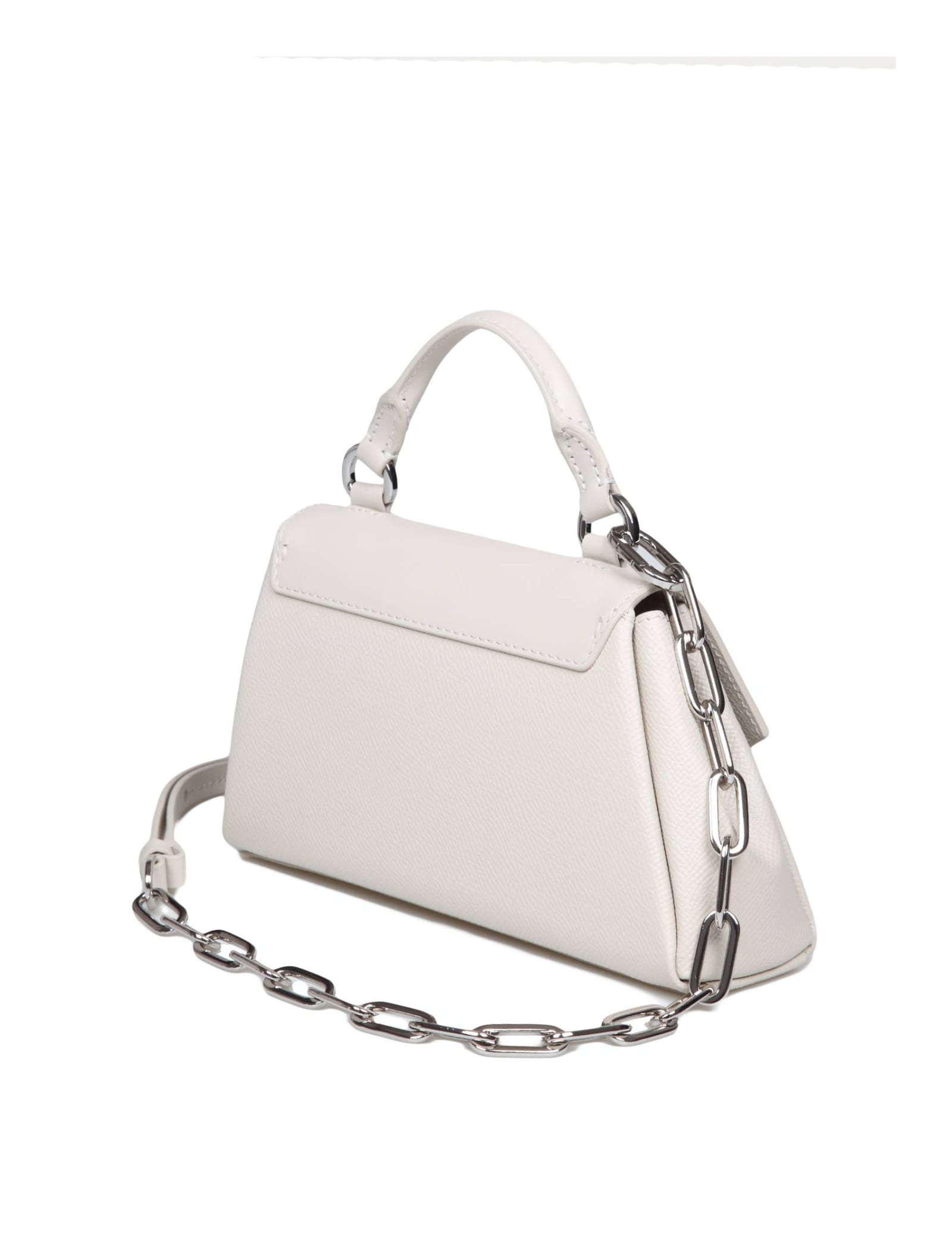 Shop Maison Margiela Asymmetric Handbag In Ivory Color Leather In White