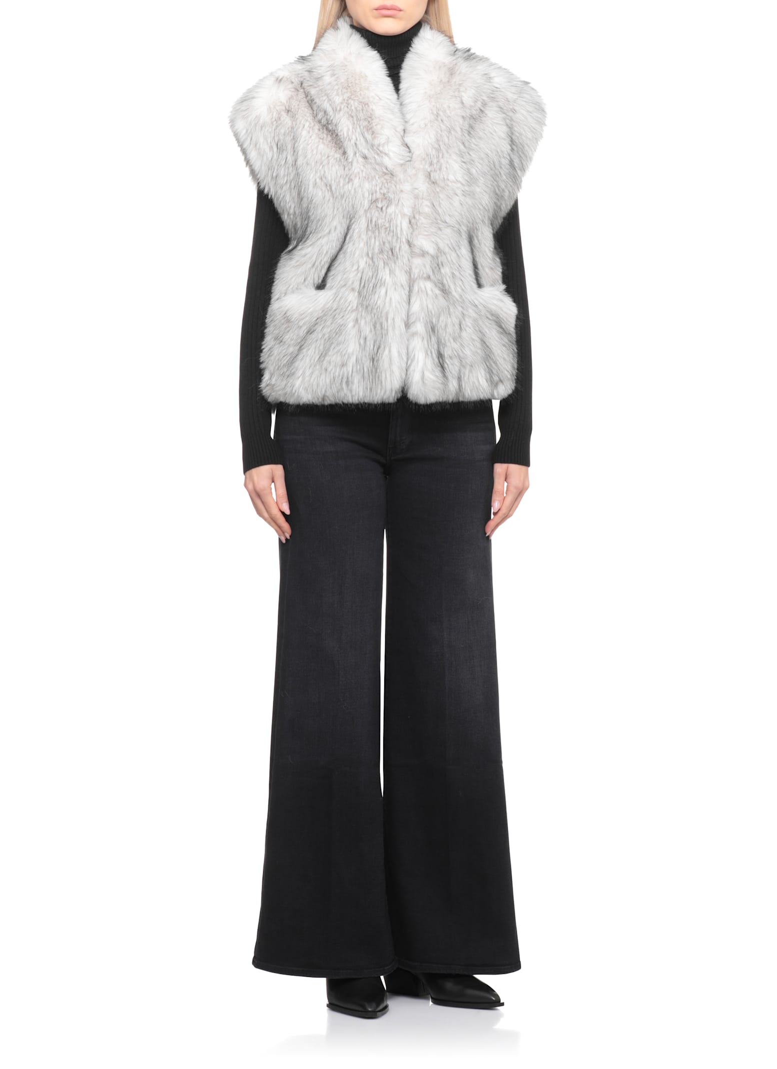 Betta Corradi Syntetic Fur Vest In Gray