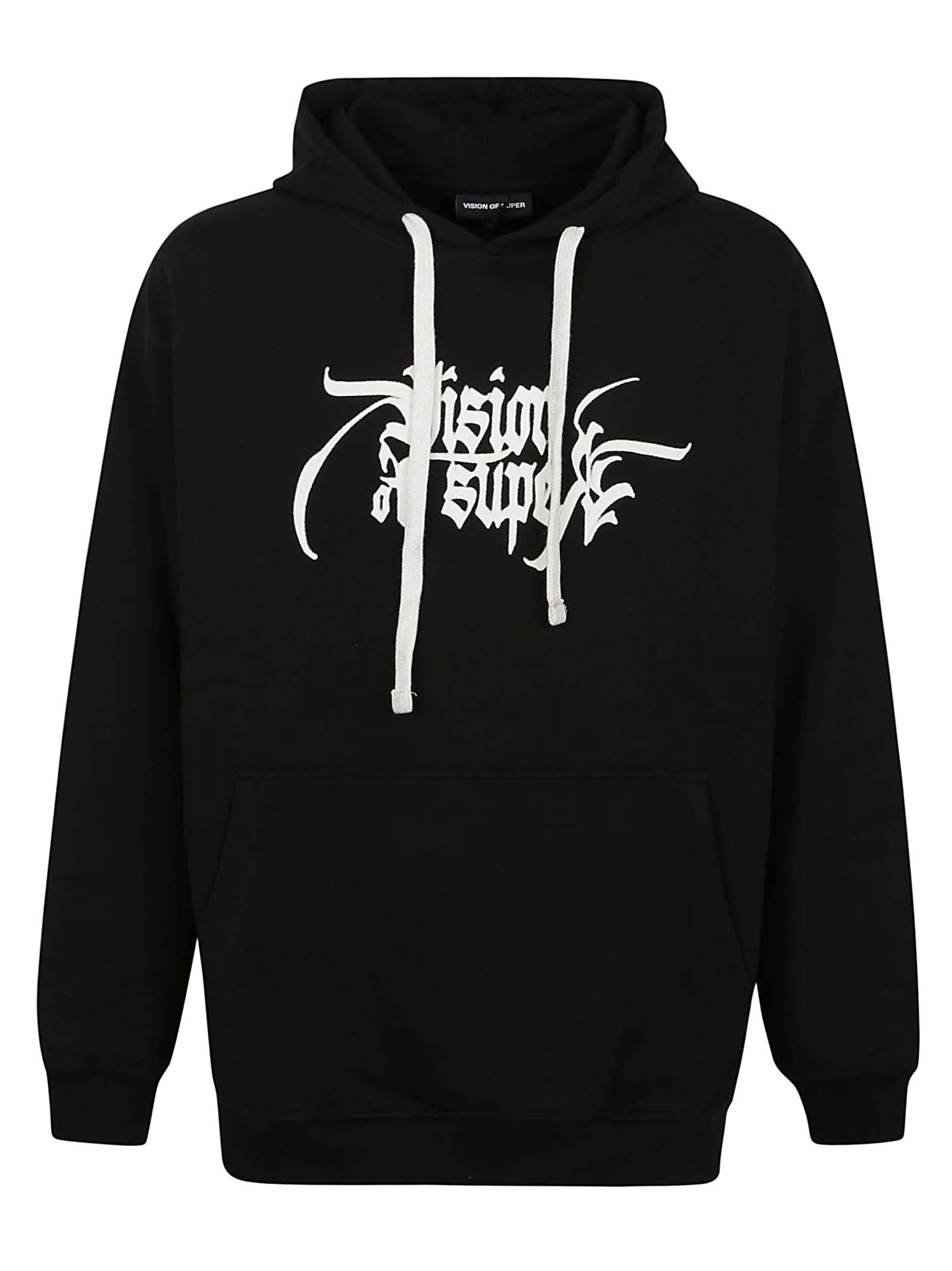VISION OF SUPER BLACK HOODIE WITH ROCK MATHER PRINT