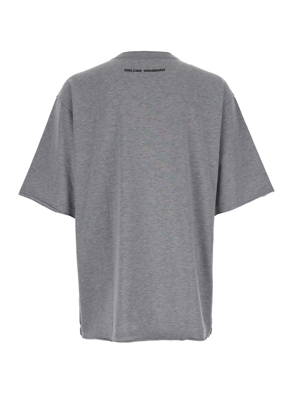 Shop Dolce & Gabbana Grey Oversized T-shirt With Logo Print In Cotton Blend Man