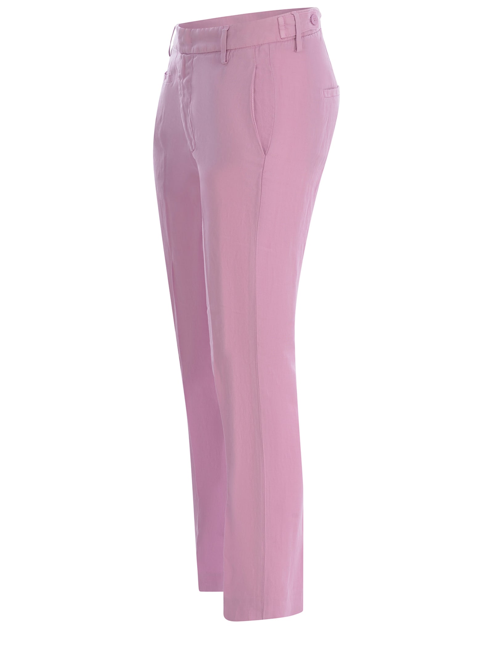 Shop Dondup Trousers  Ariel 27inches Made Of Linen Blend In Rosa