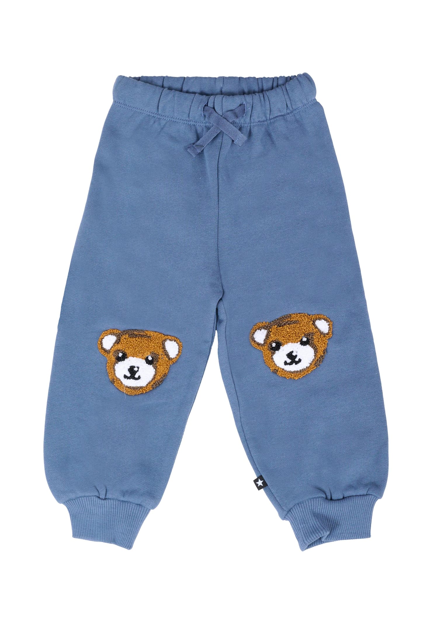 Molo Blue Trousers For Baby Boy With Bear In Blue