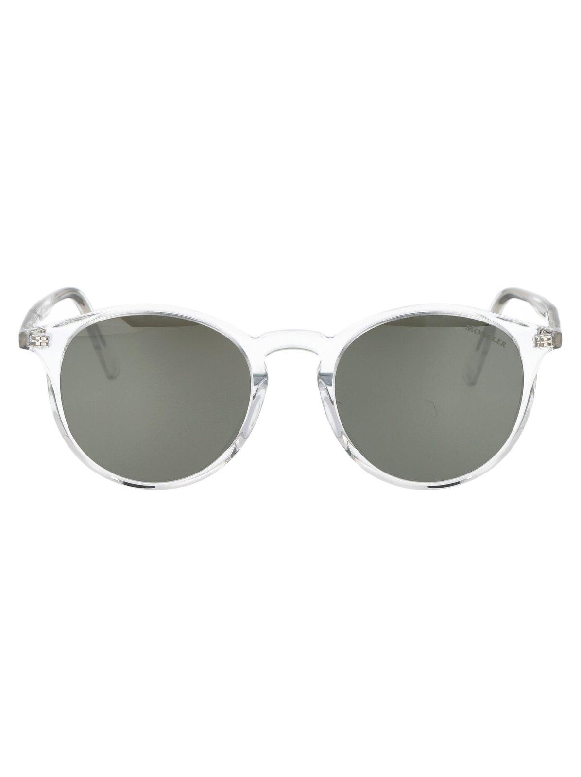 Shop Moncler Round Frame Sunglasses In 26q