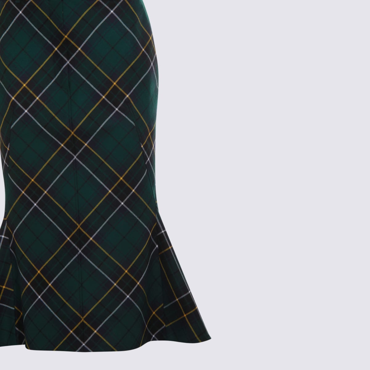 Alexander Mcqueen Wool Tartan Flared Skirt With Belt Loops In Multi