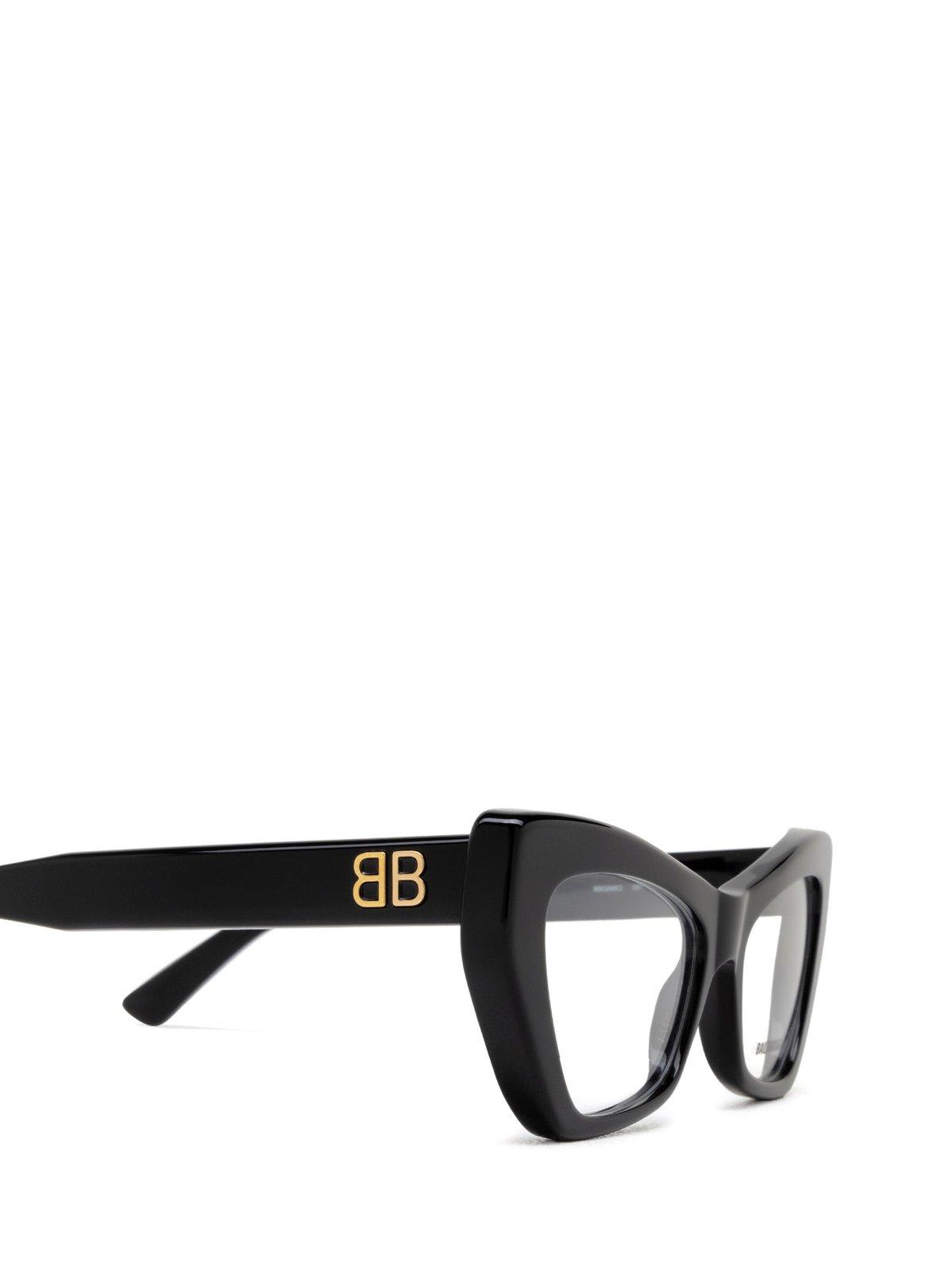 Shop Balenciaga Cat-eye Frame Glasses In 001 Black Black Transpare