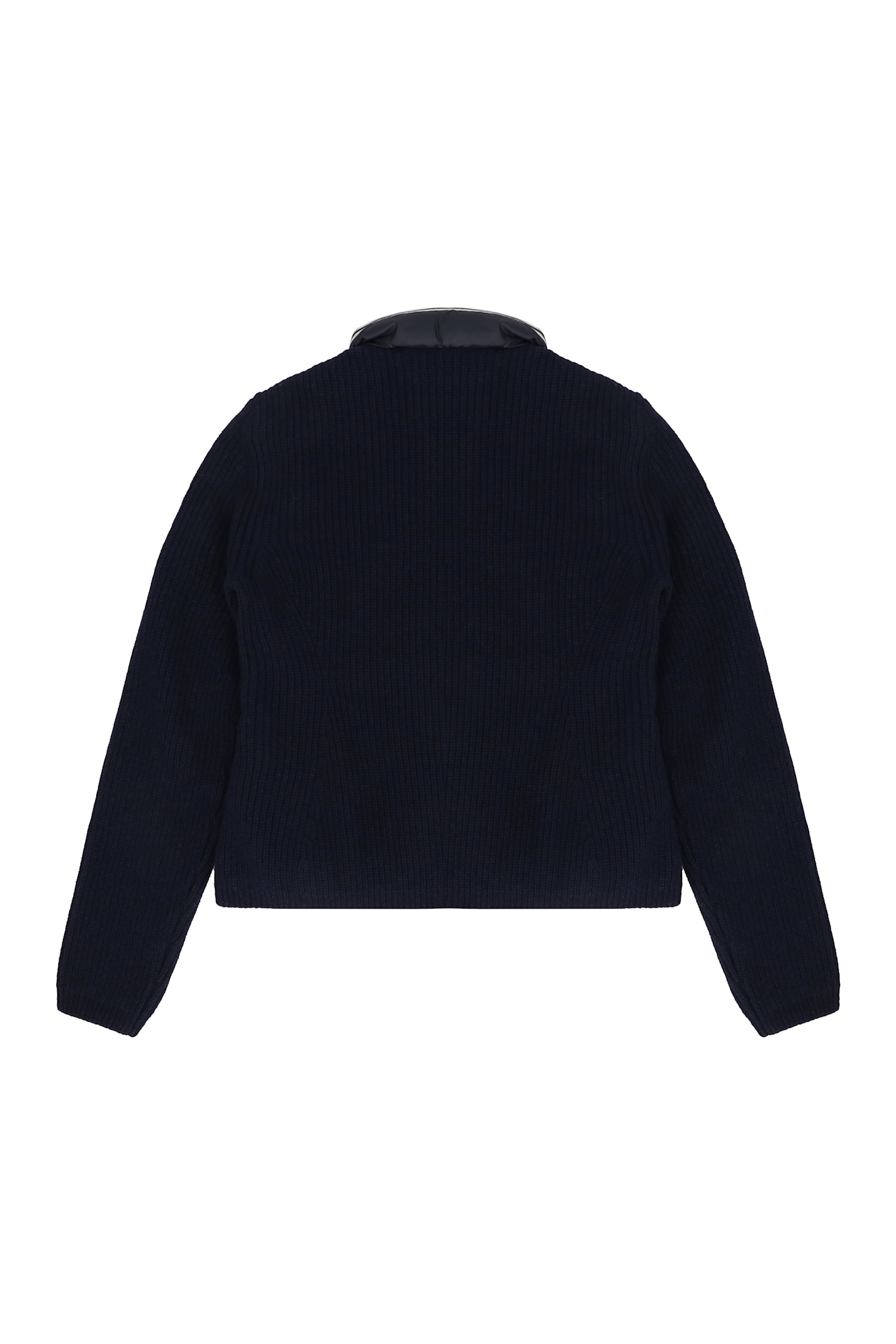 Moncler Cardigan With Padded Front Panel In Blue