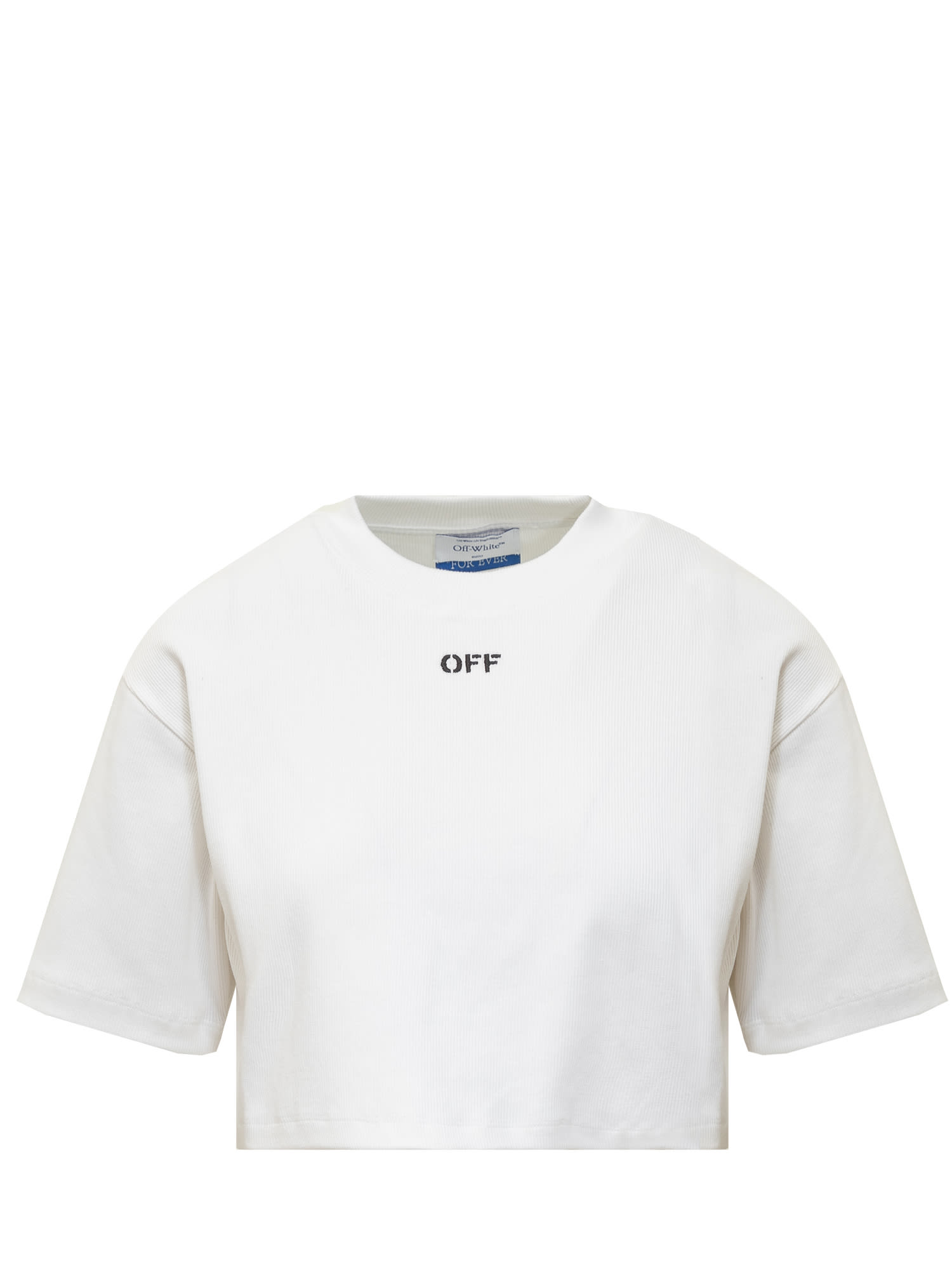 Shop Off-white Off Cropped T-shirt In White Black