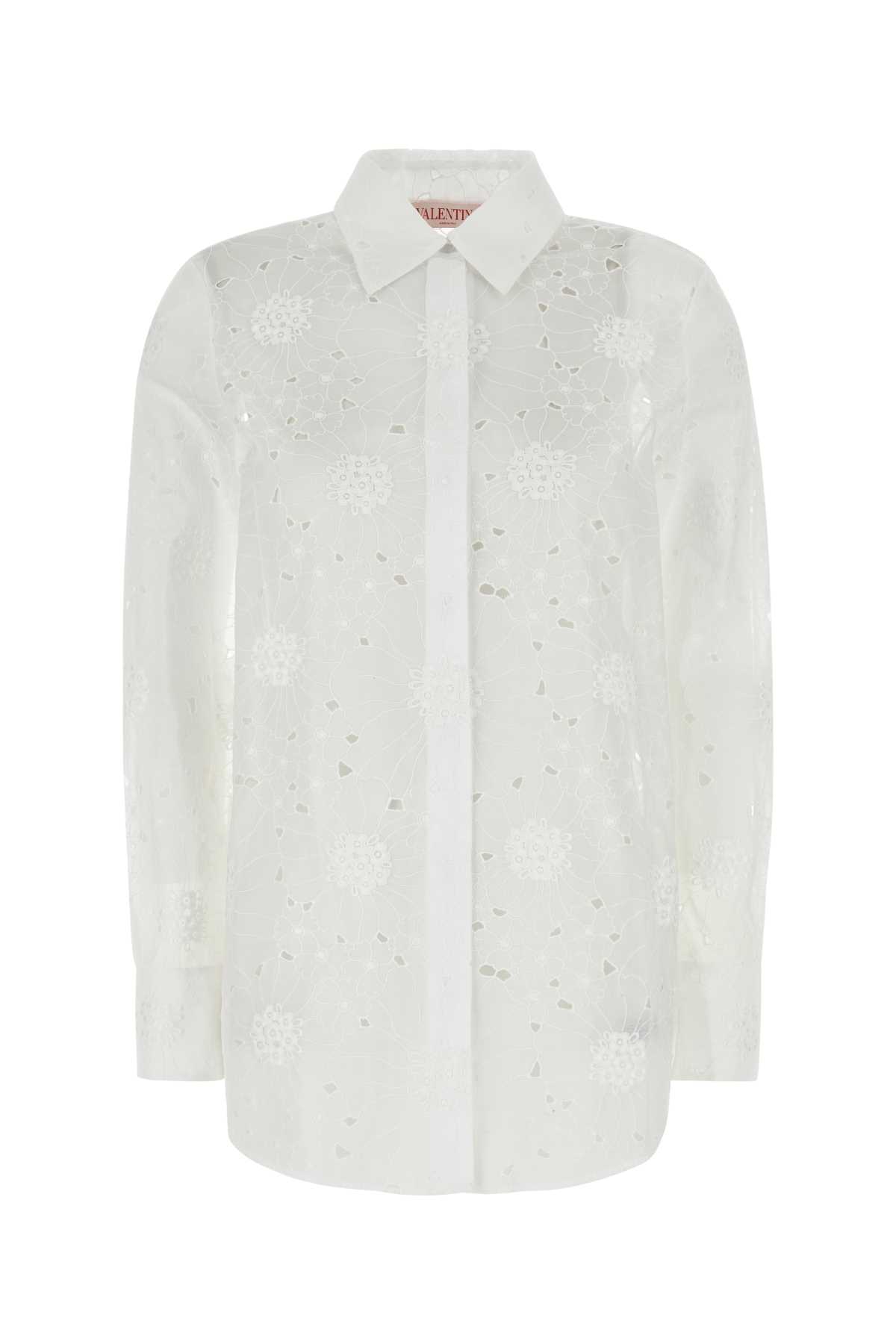 Valentino White Cotton Shirt In Avorio