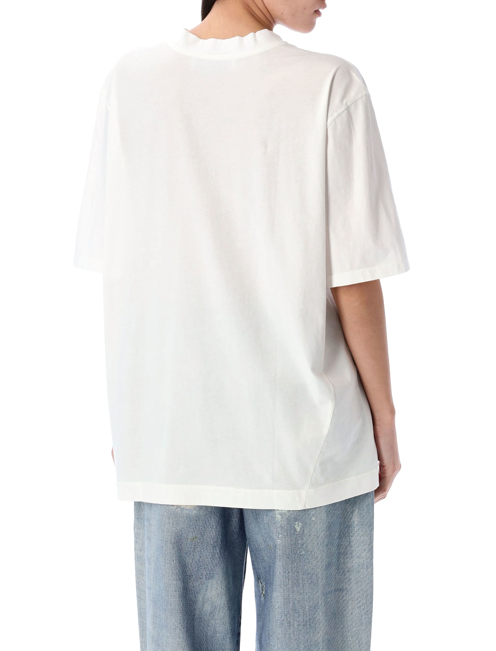 Our Legacy Oversized White T-shirt With Twisted Side Seams In White Clean Jersey