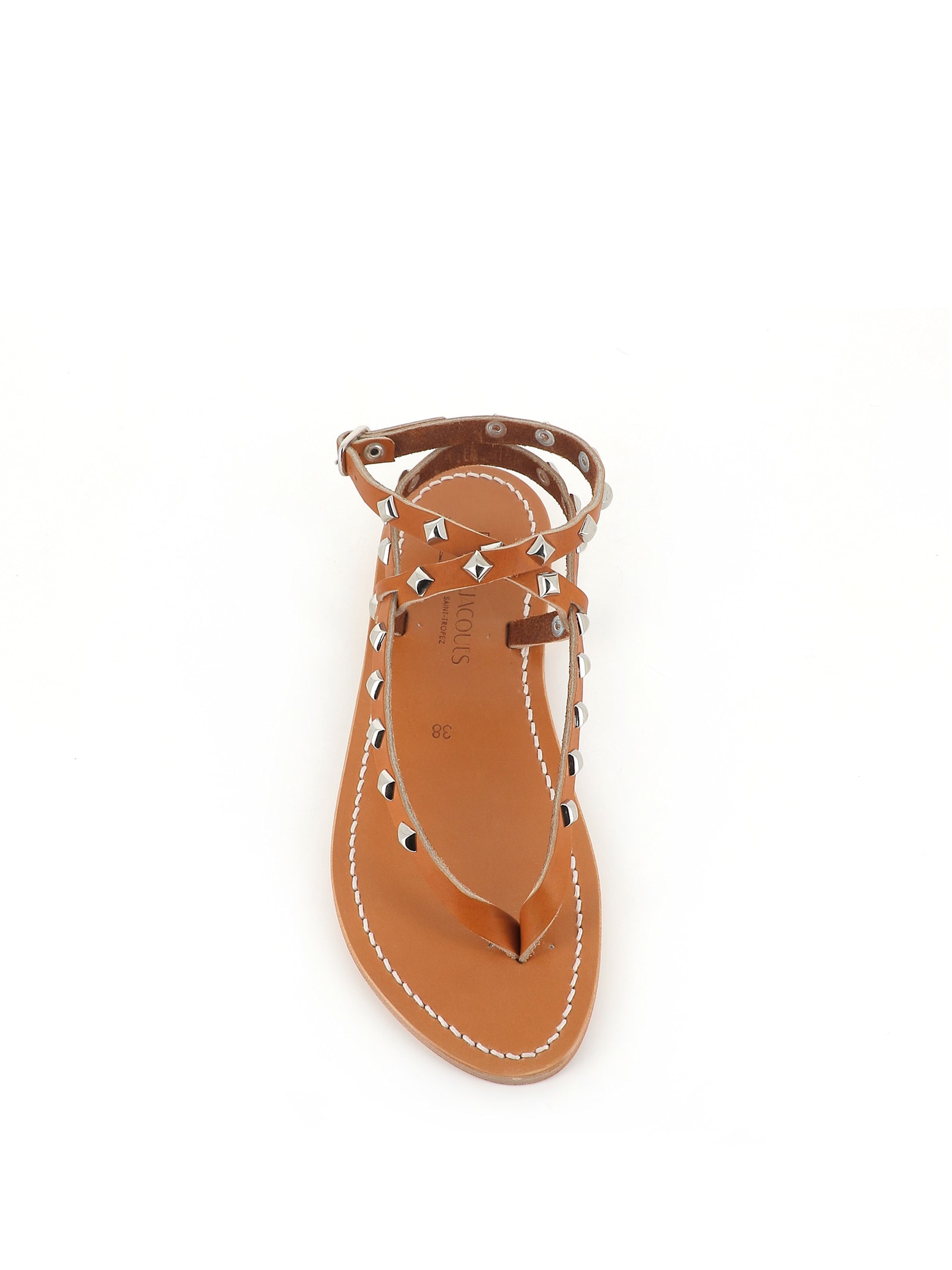 Kjacques Deltapyr Studded Flat Sandals In Leather