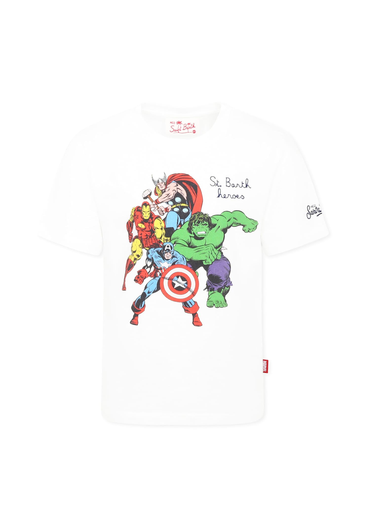 Mc2 Saint Barth White T-shirt For Boy With Superhero In White