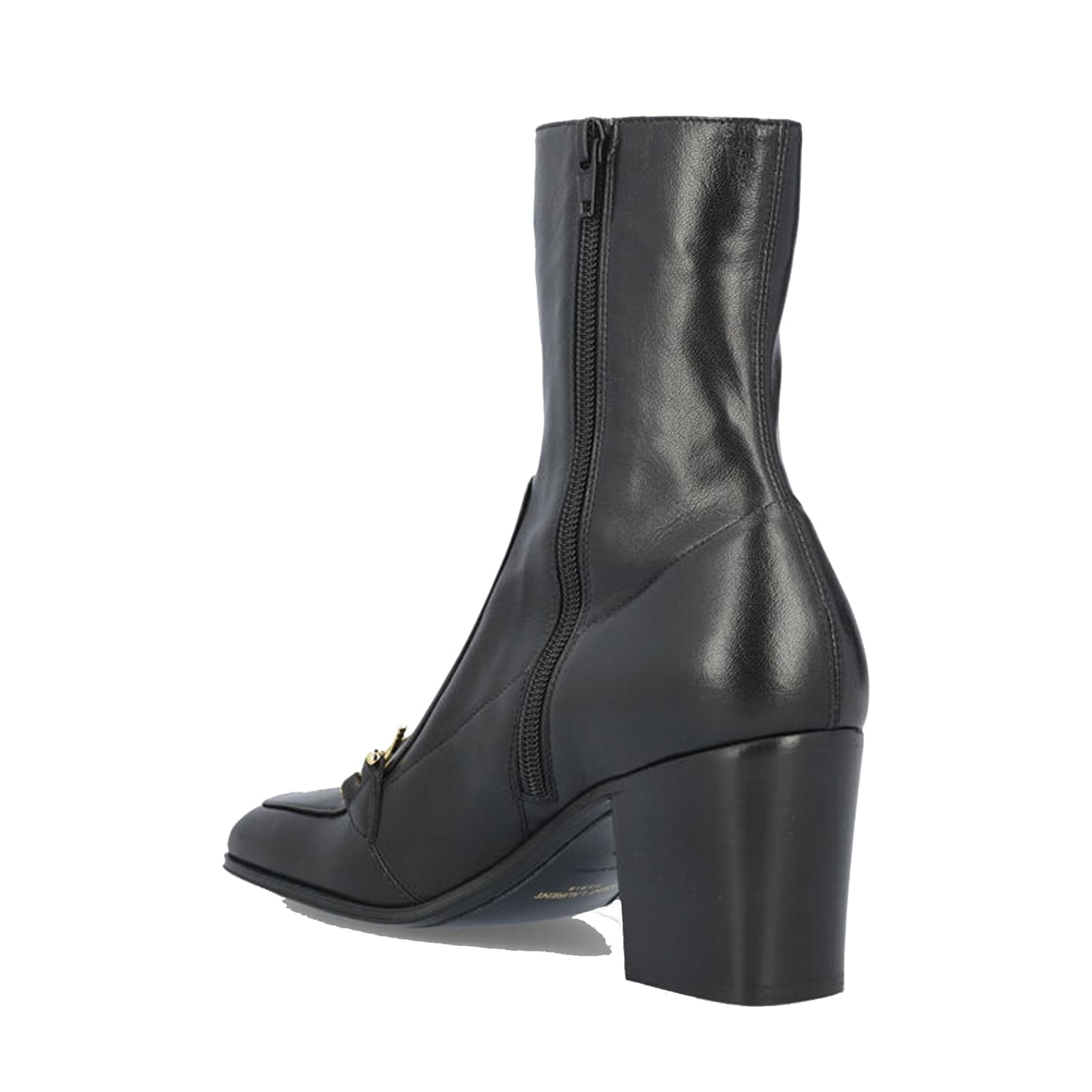 Shop Saint Laurent Elbio 75 Leather Boots In Black