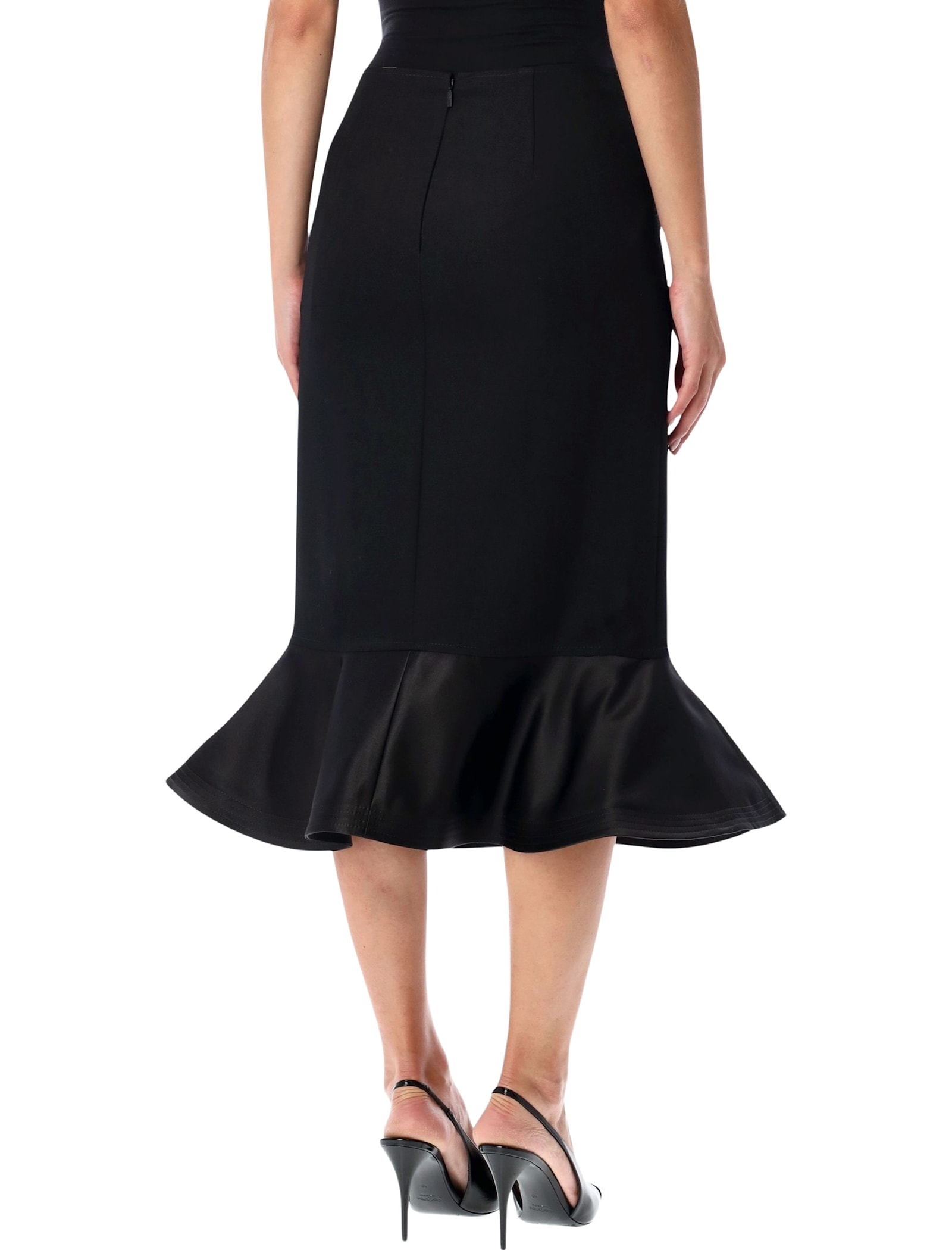 Fendi Black Grain De Poudre Wool Skirt In Black