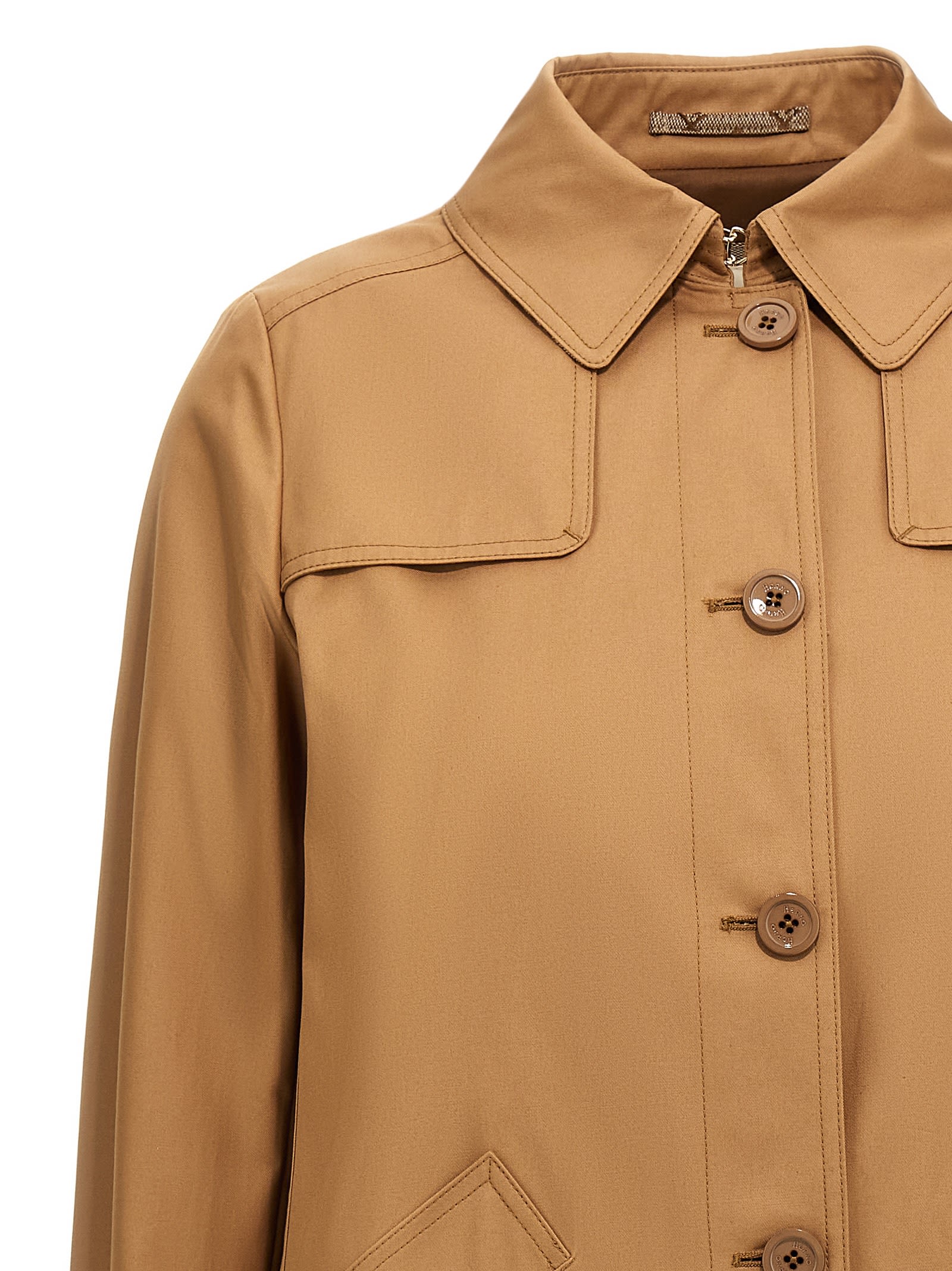 Herno Quilted Coat With Back Vent And Buckle Strap Cuffs In Cammello