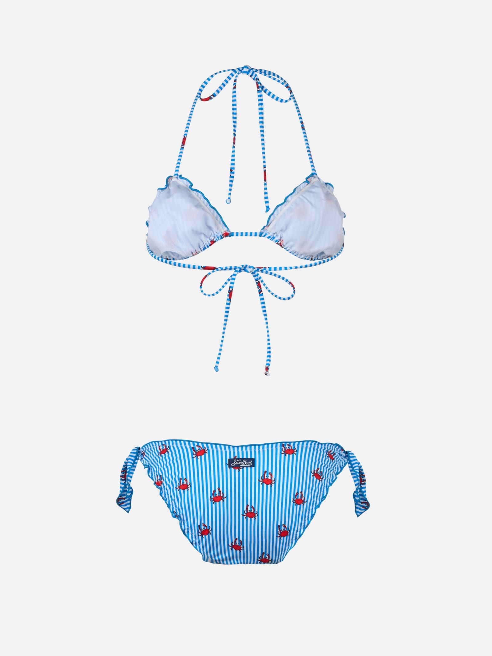 Mc2 Saint Barth Woman Triangle Classic Bikini Sarius With Crab Print In Bluette