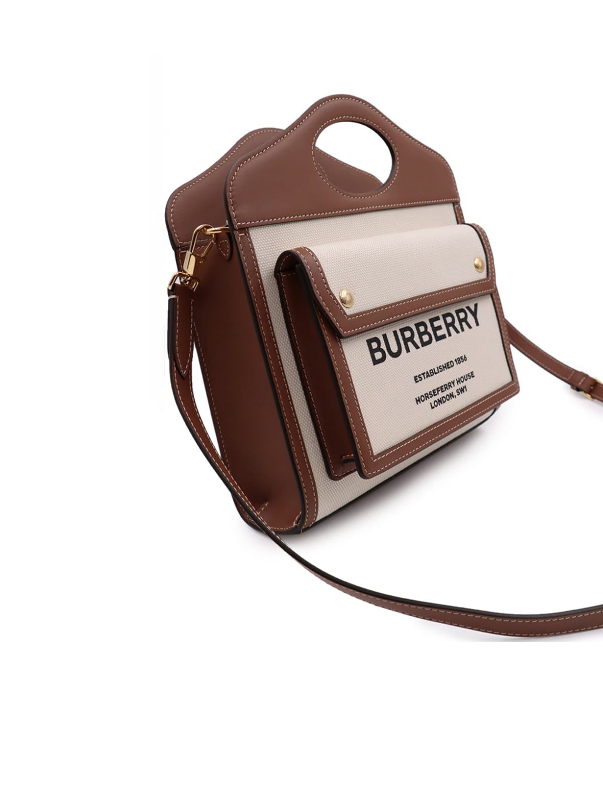 Shop Burberry Ll Mn Pocket Bag Ll6 Womens Bags In Natural Malt Brown