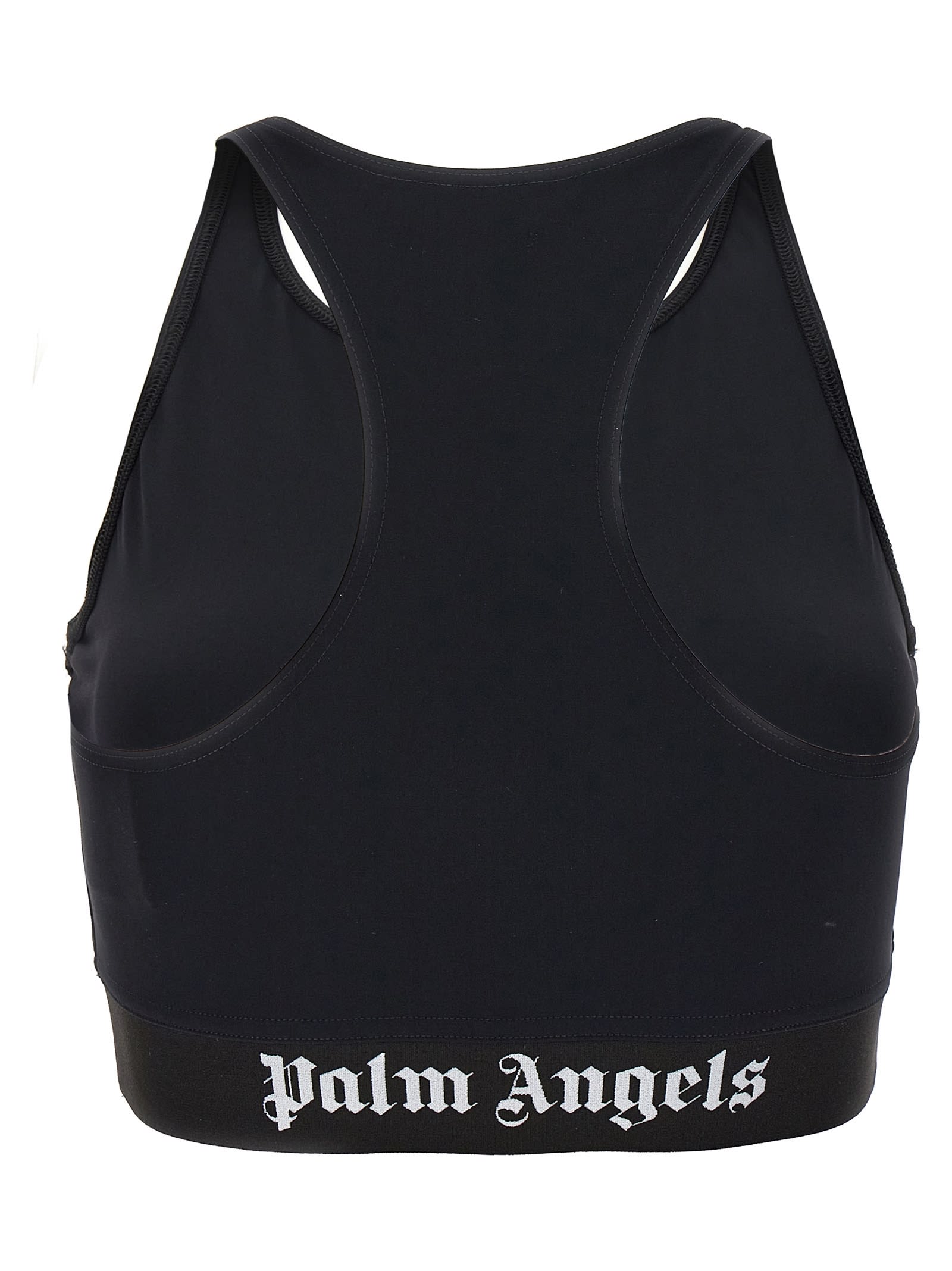 Shop Palm Angels Logo Sporty Top In Black White